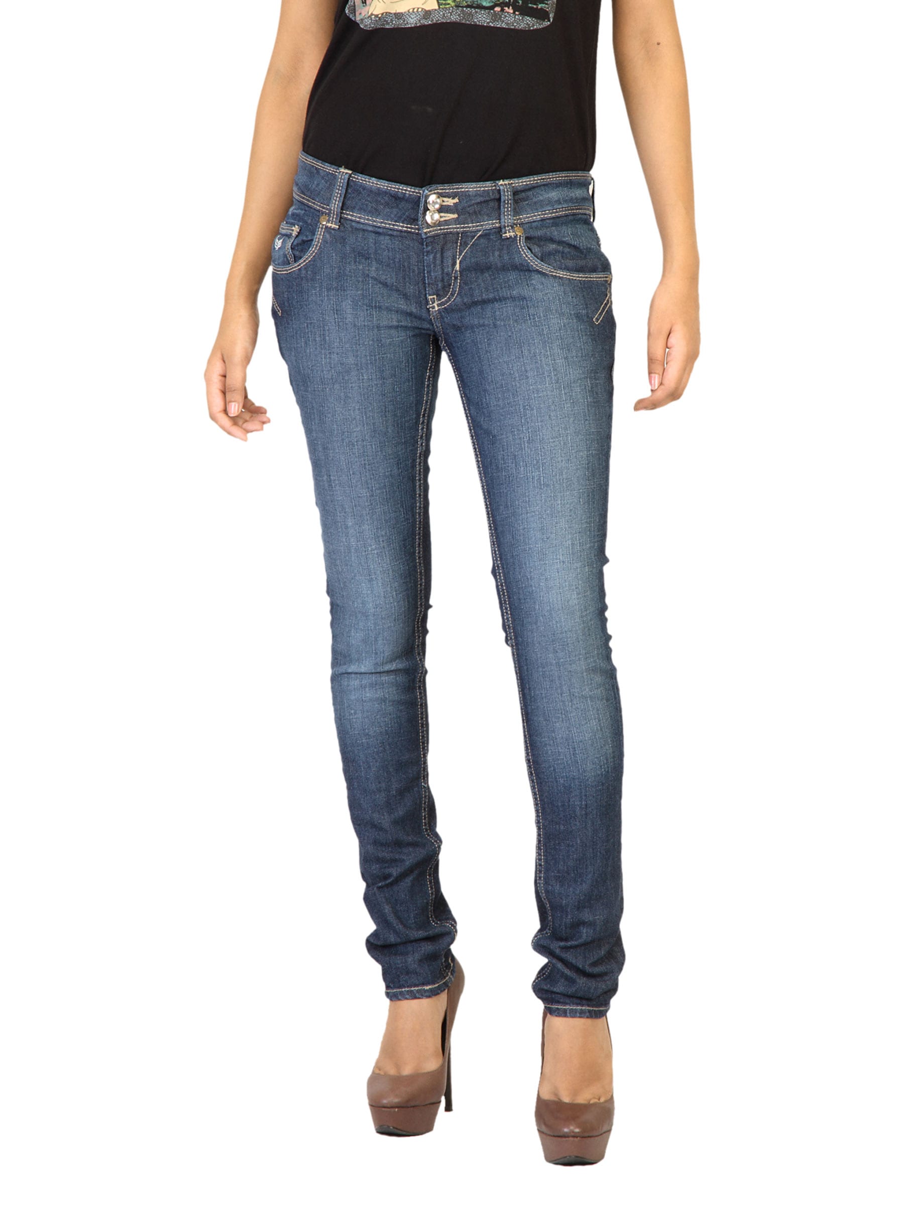 Flying Machine Women Washed Blue Jeans