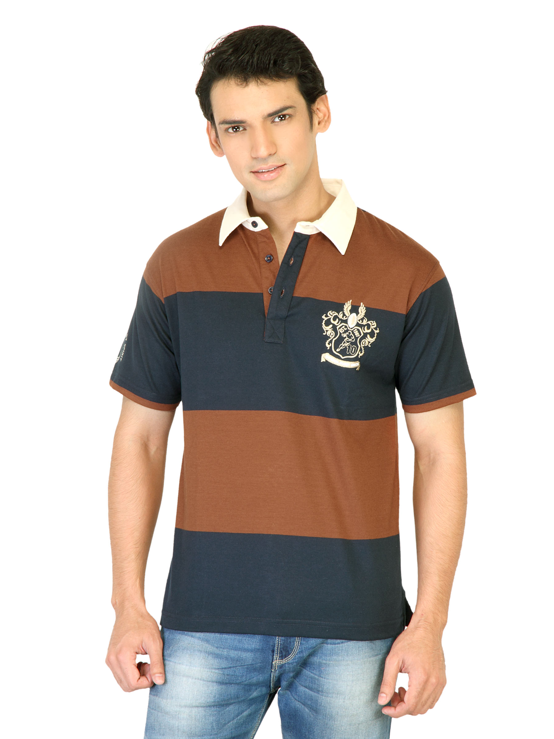 Classic Polo Men Stripes Blue Tshirts