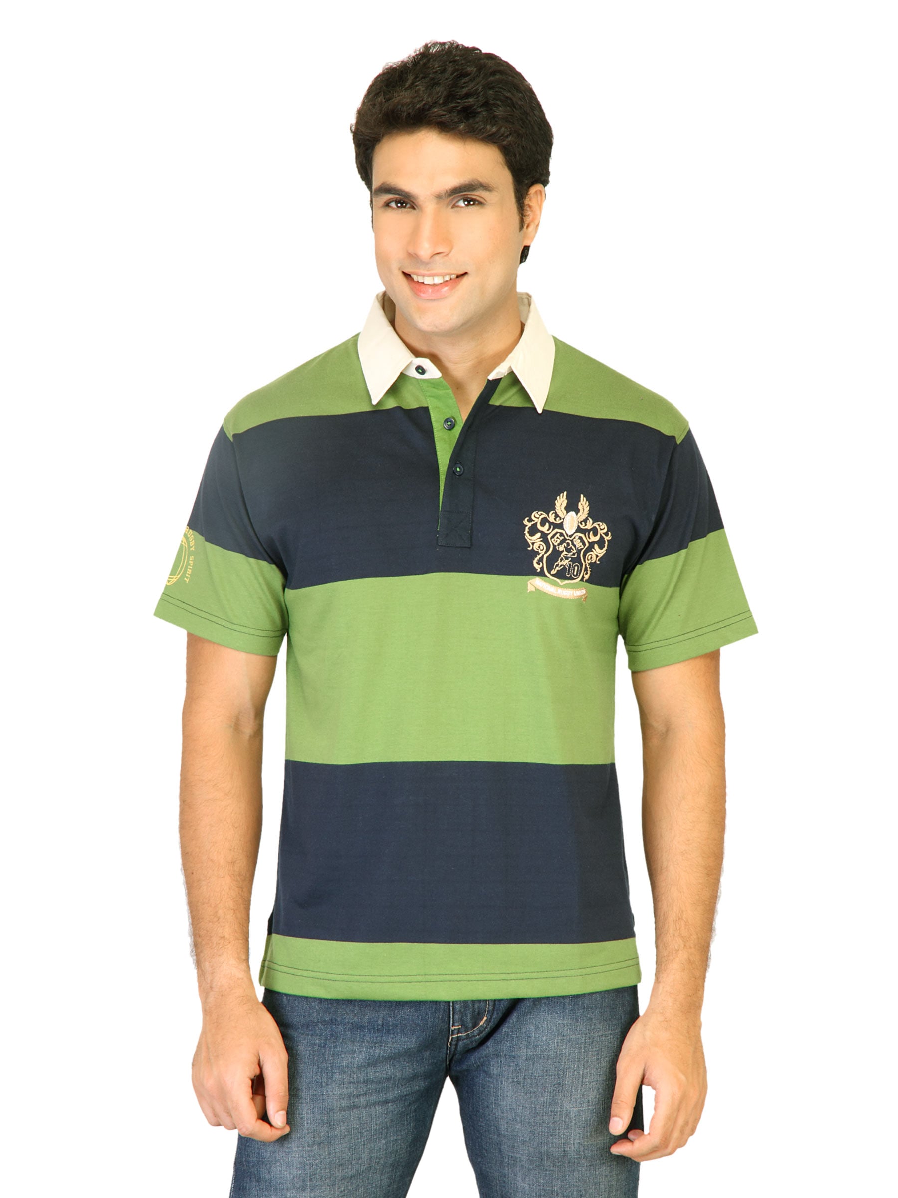 Classic Polo Men Stripes Blue Tshirts