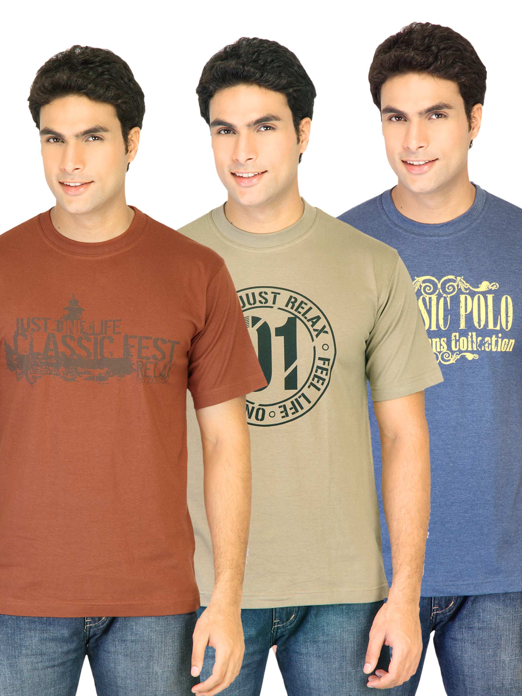 Classic Polo Men Printed pack of 3 Tshirts