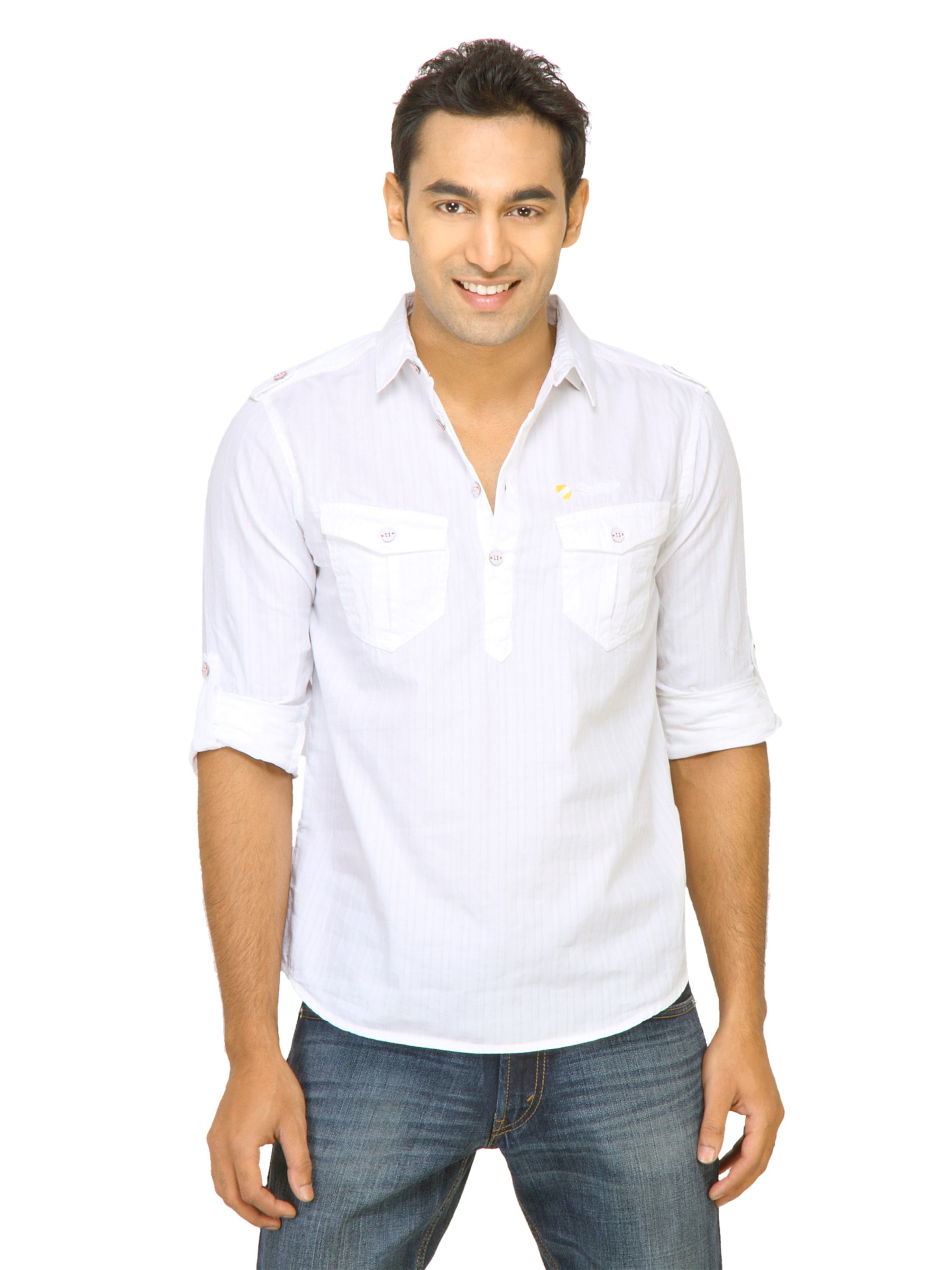 Spykar Men Solid White Shirts