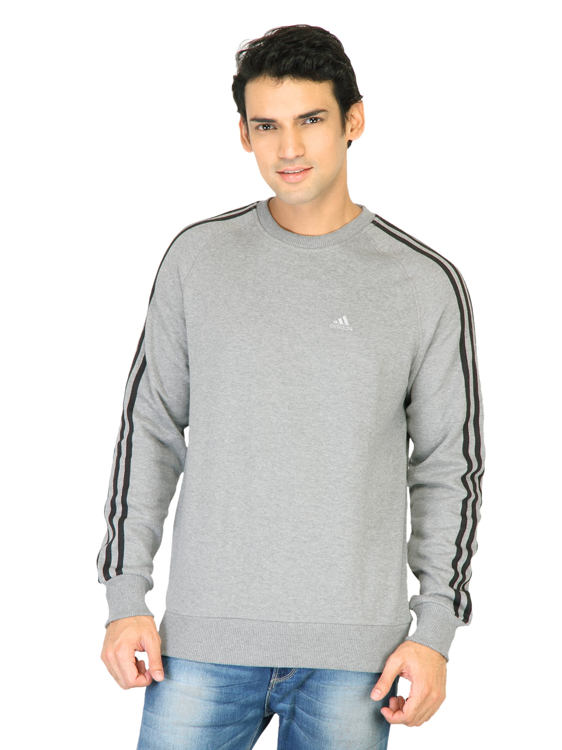 ADIDAS Men Solid Grey Sweatshirts