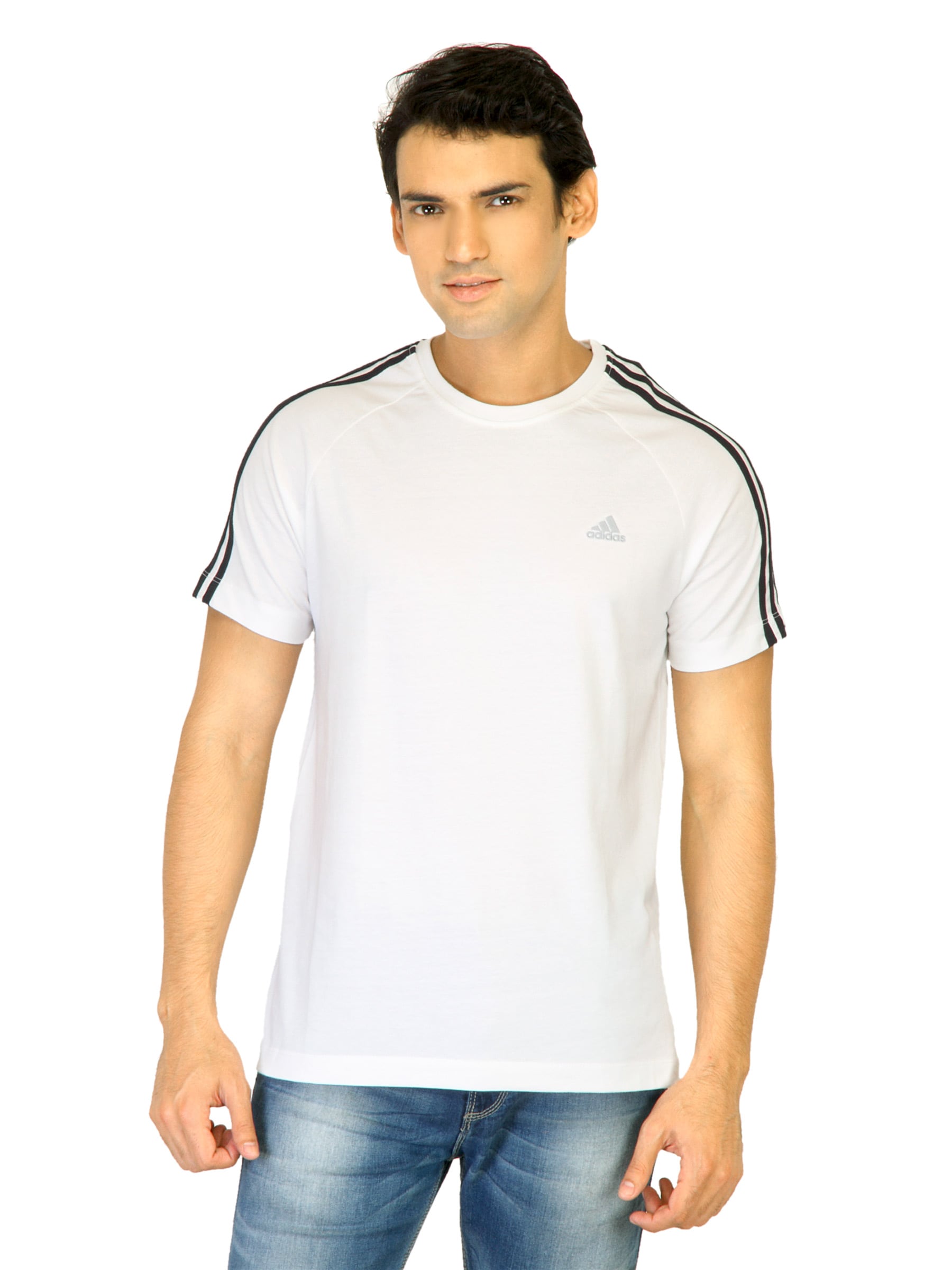 ADIDAS Men Solid White Tshirts