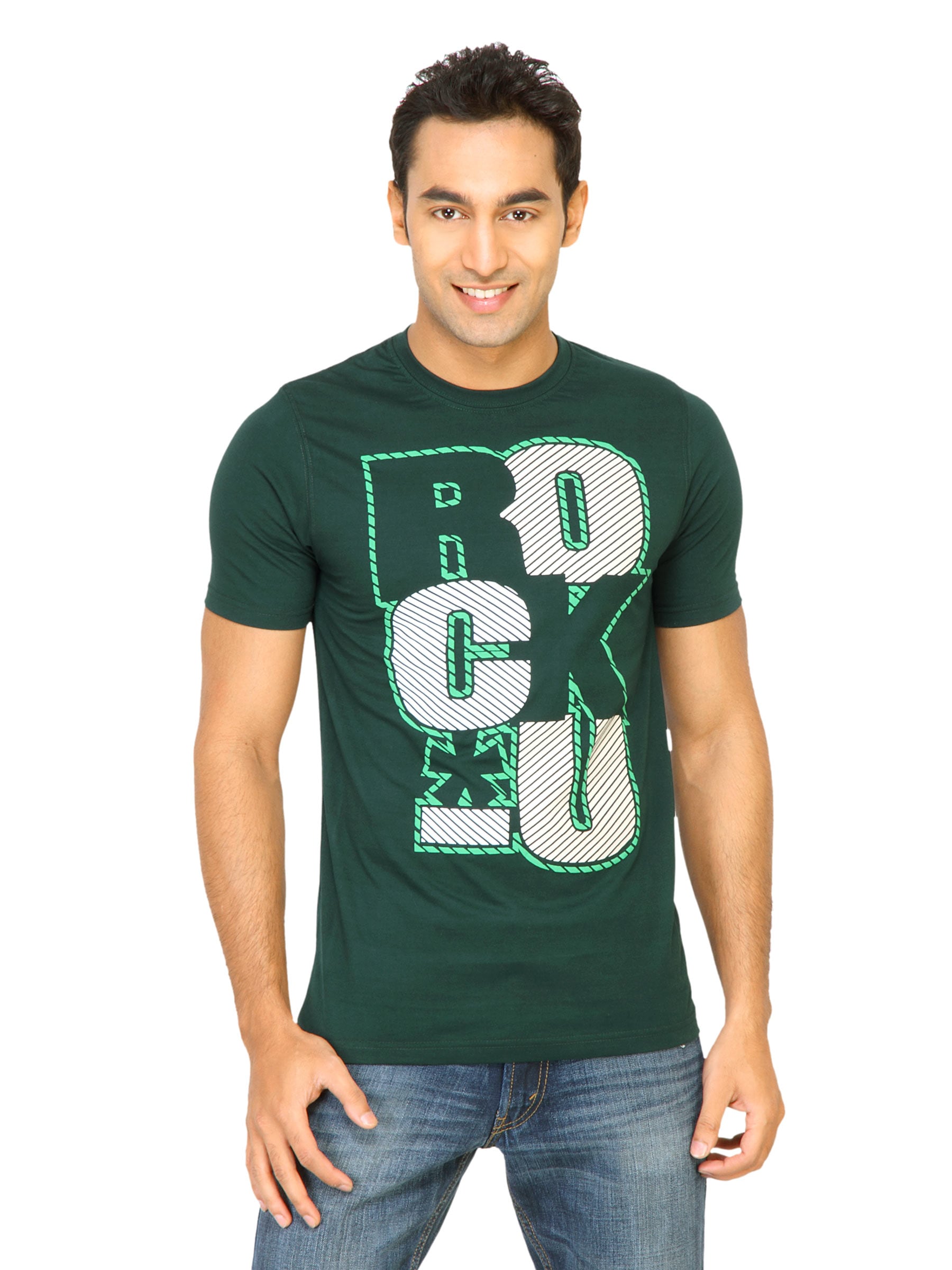 Mark Taylor Men Printed Green Tshirts