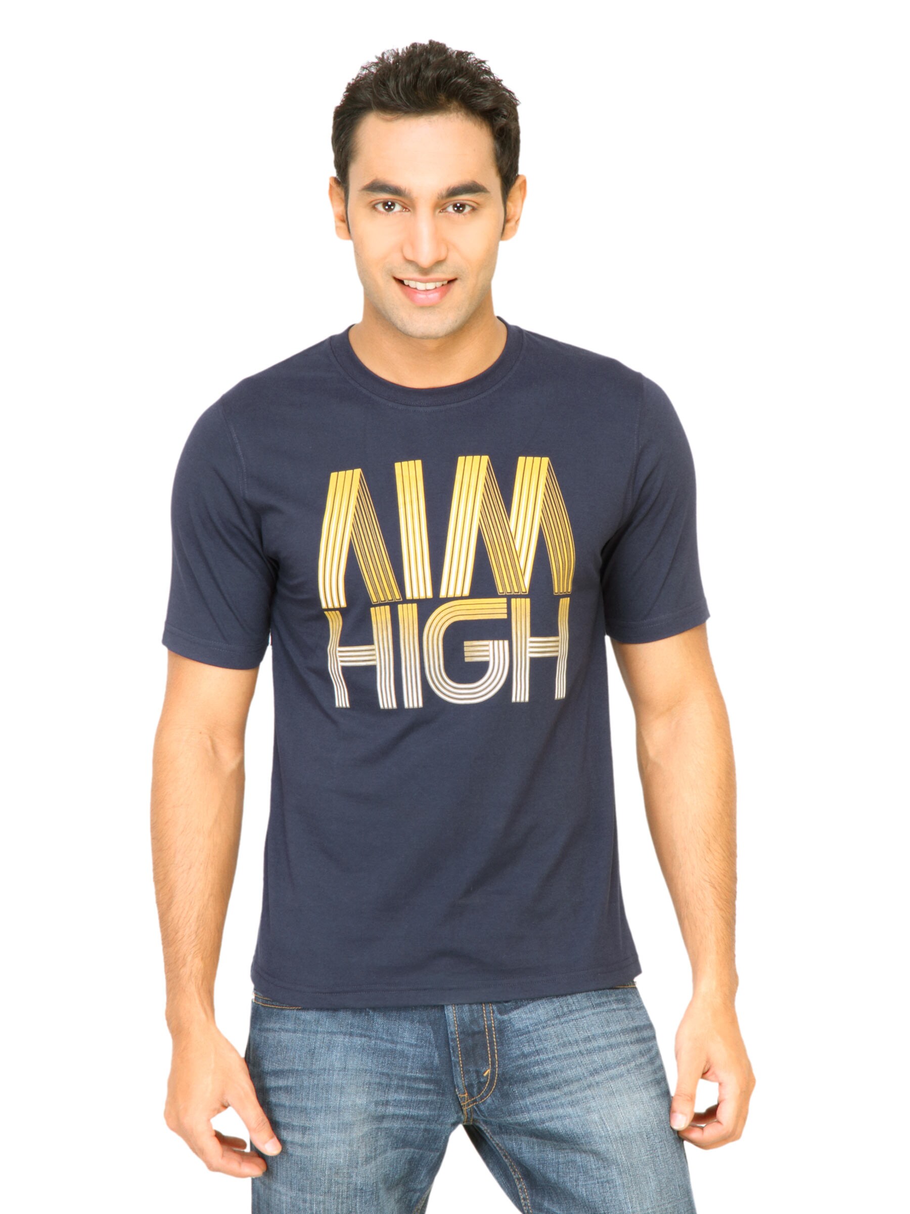 Mark Taylor Men Printed Navy Blue Tshirts