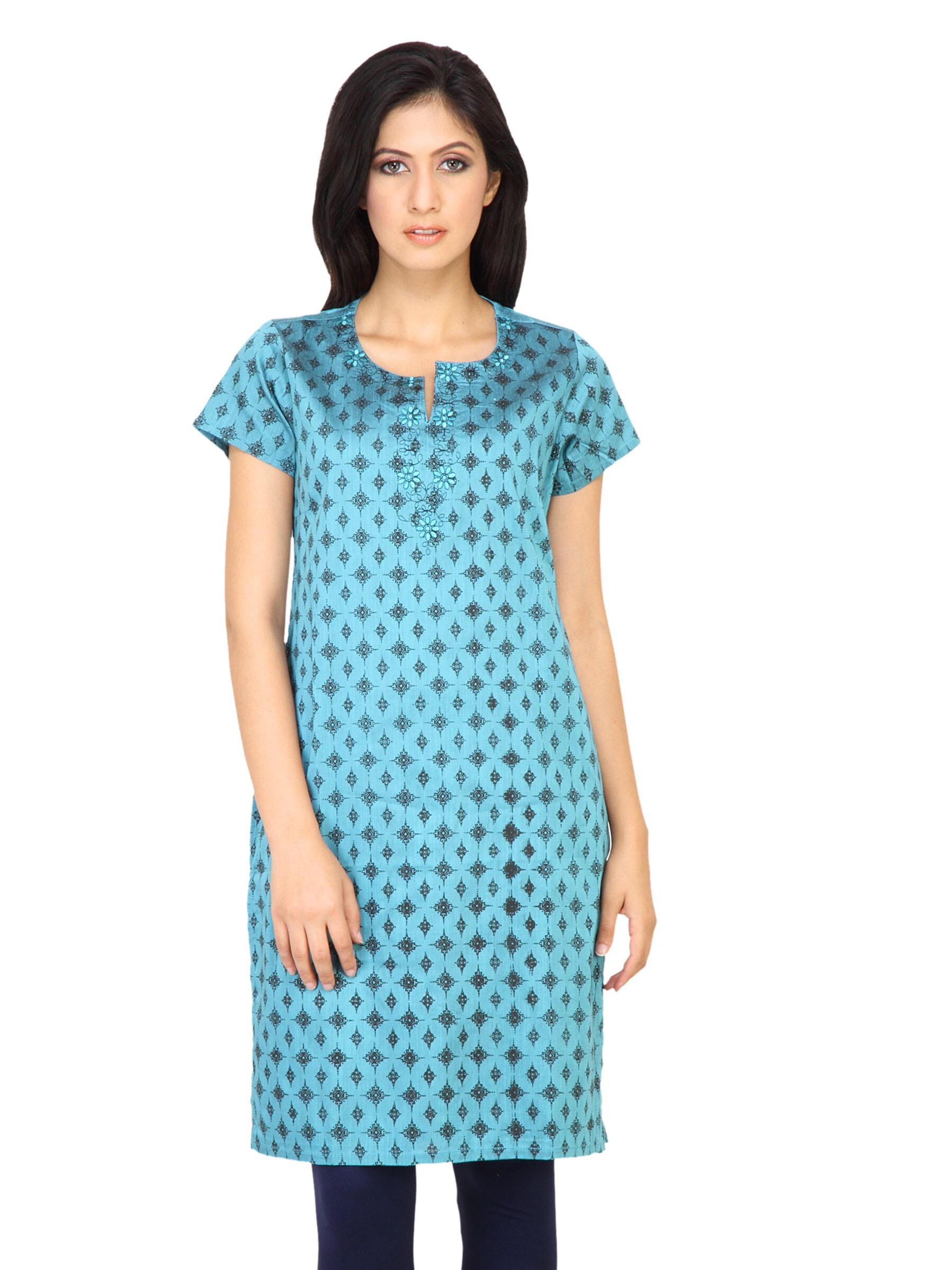 Vishudh Women Embroidary Blue Kurtas