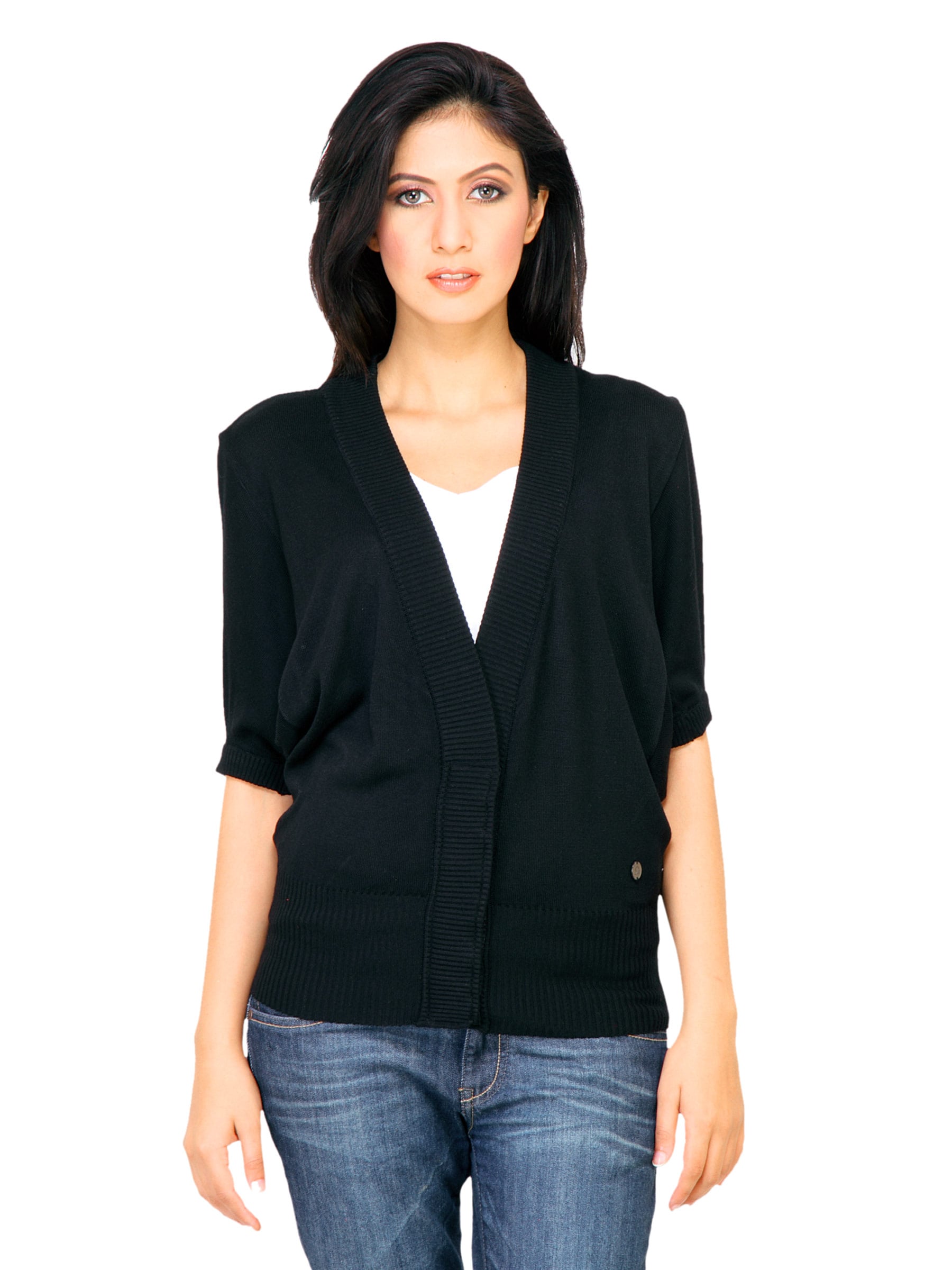 United Colors of Benetton Women Solid Black Sweaters