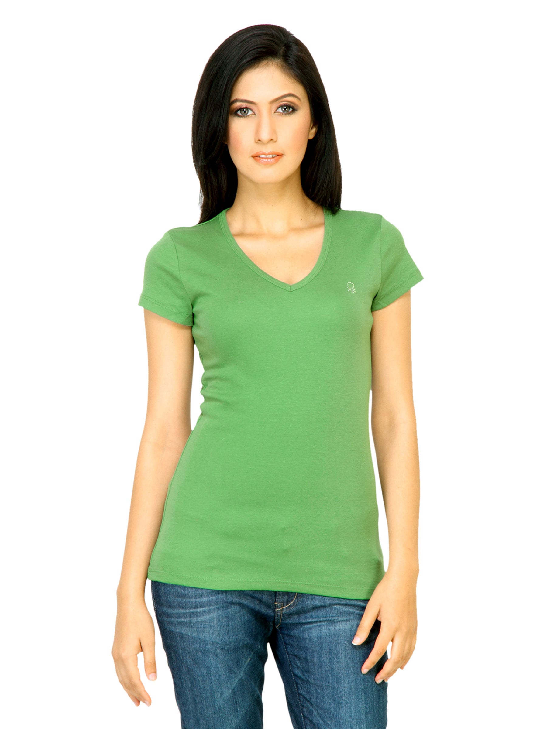 United Colors of Benetton Women Solid Green Tops