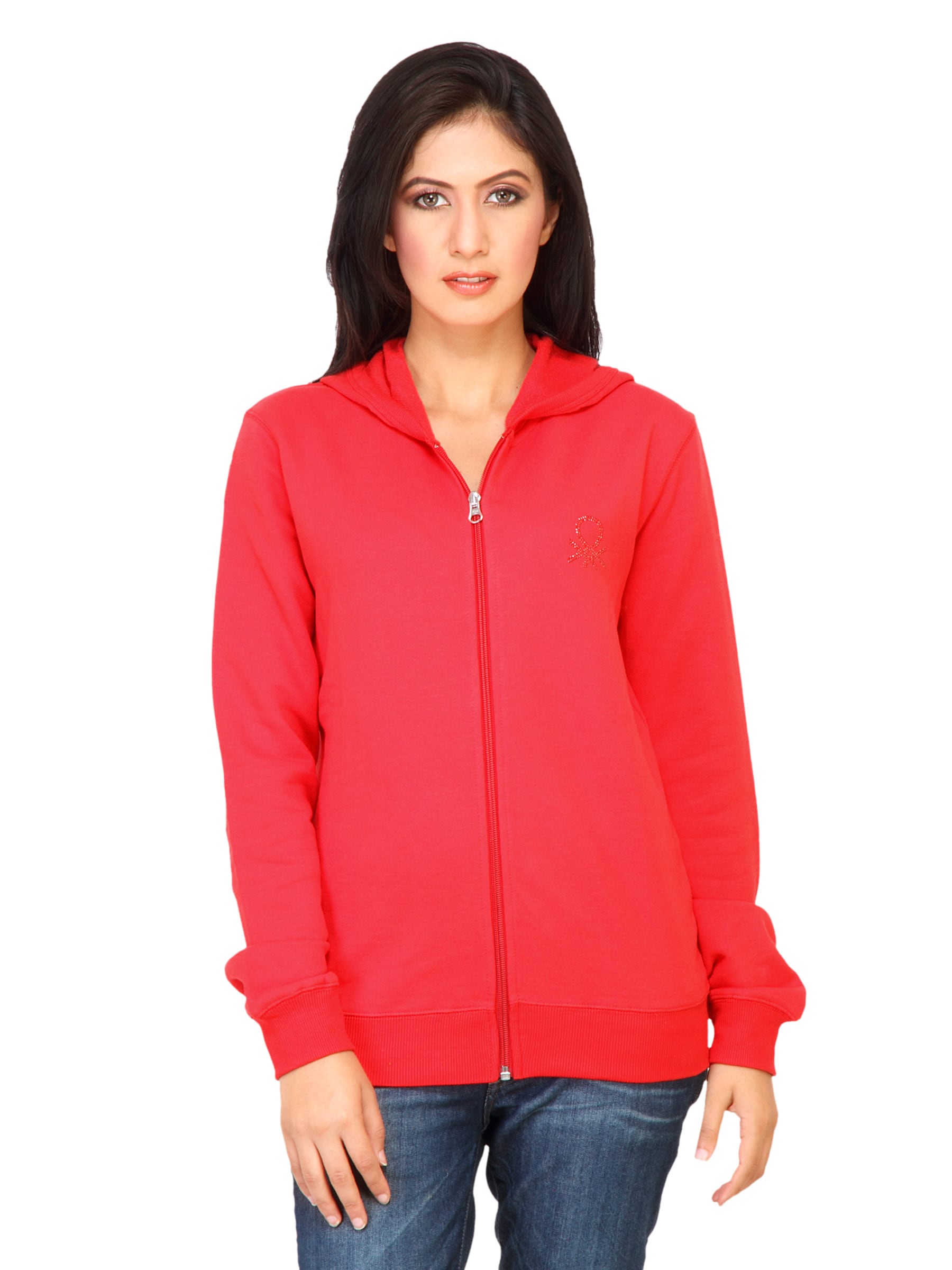 United Colors of Benetton Women Solid Red Sweat Shirts