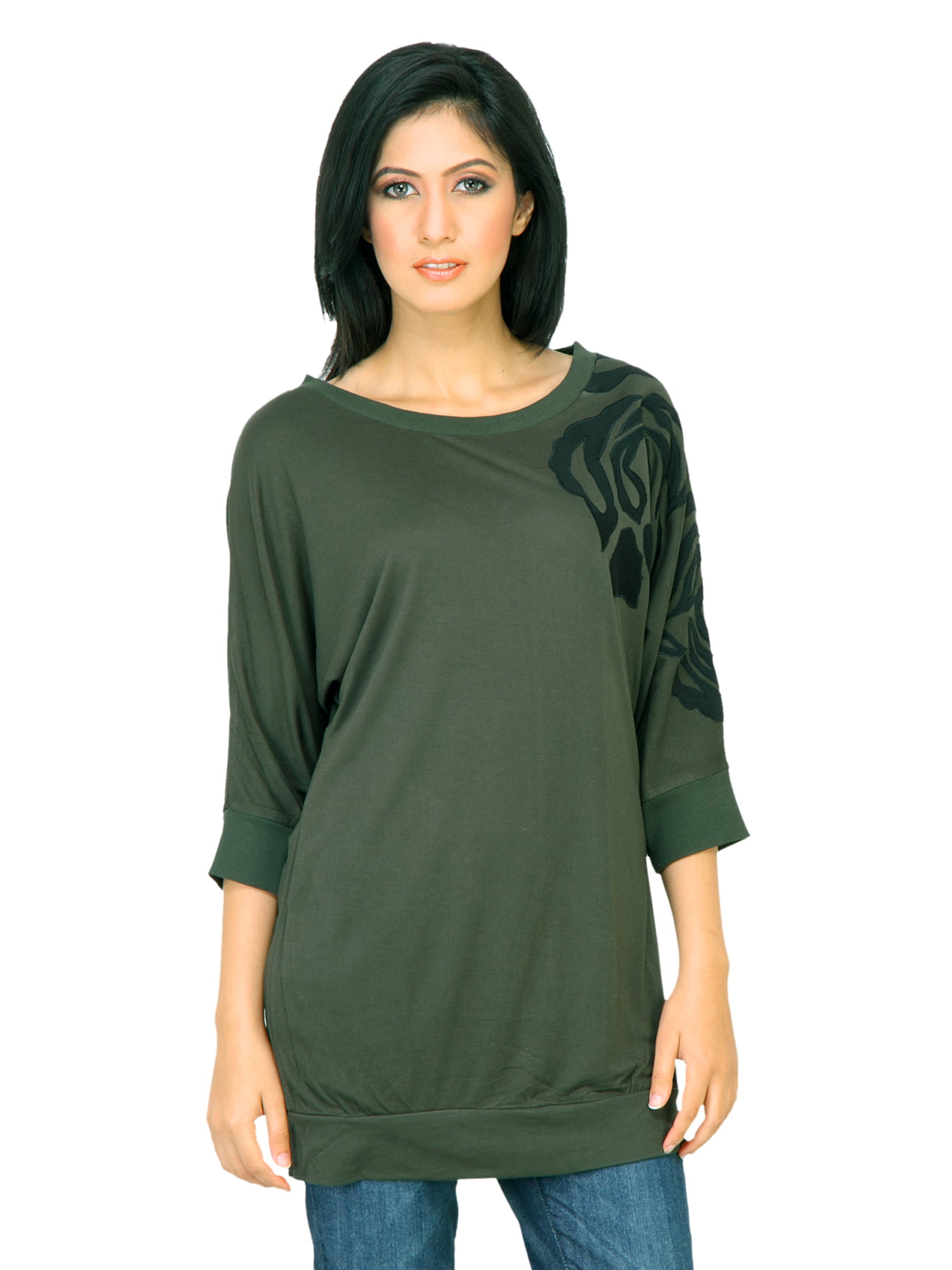United Colors of Benetton Women Printed Green Tops