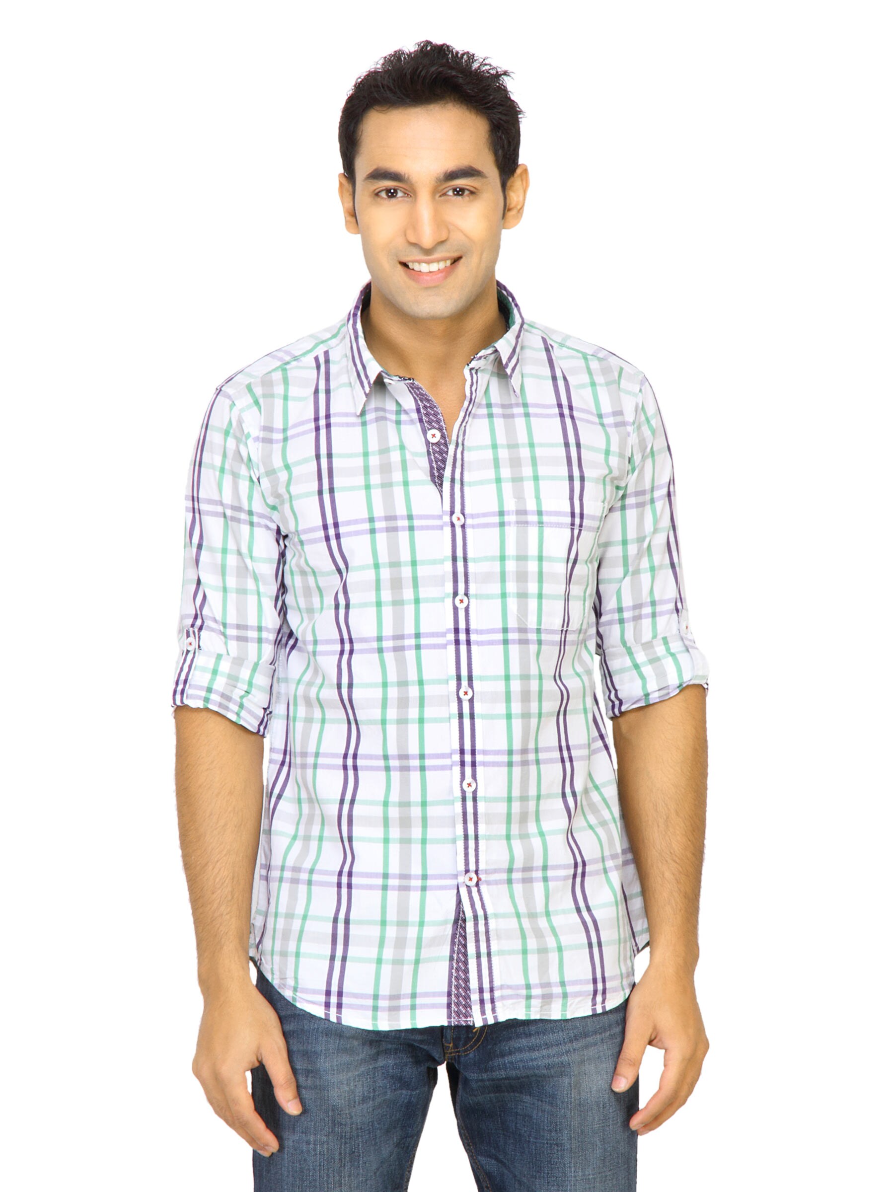 Probase Men Classic Check White Shirts