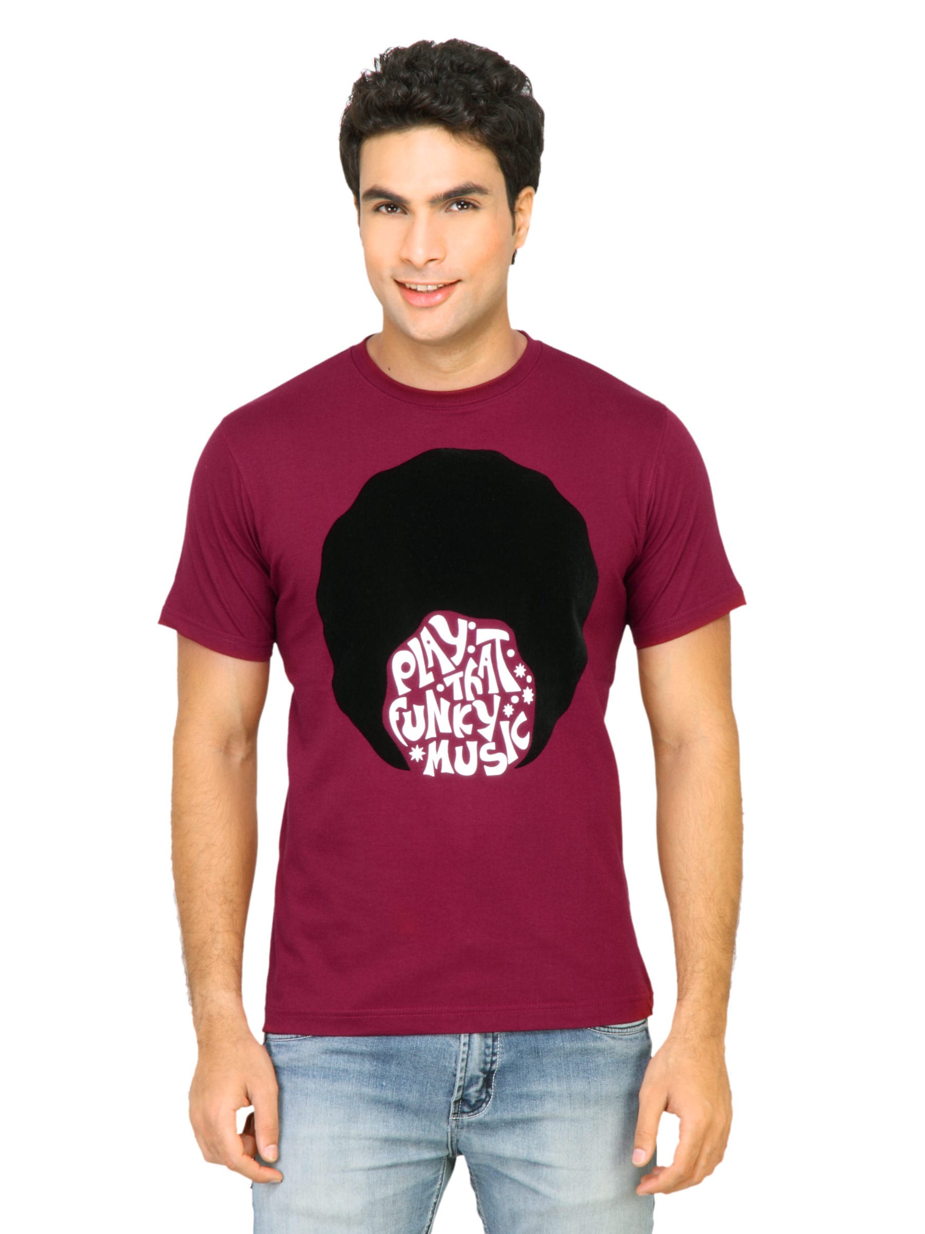 Probase Men Funky Music Maroon Tshirts