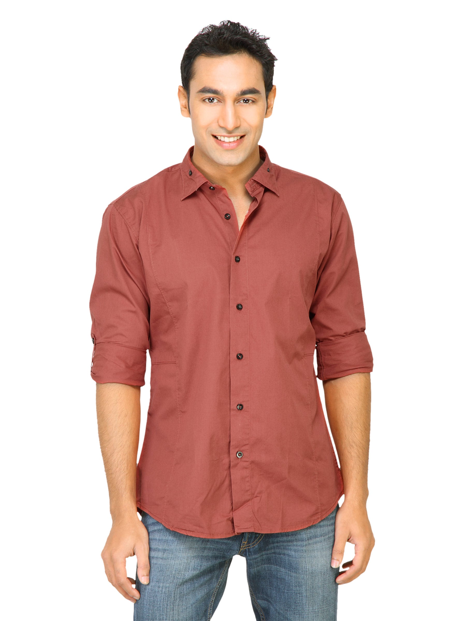 Basics Men Red Slim Fit Shirt