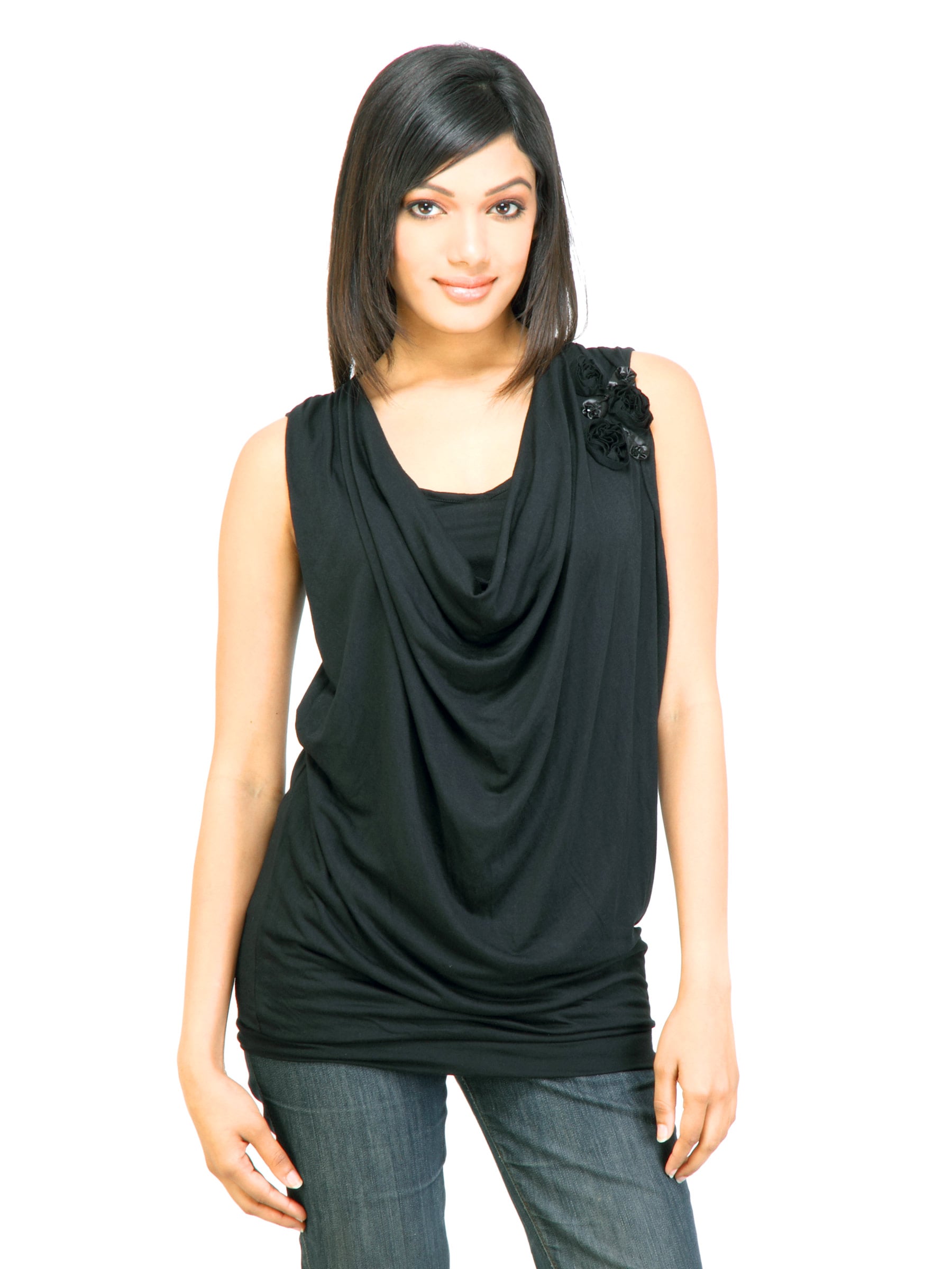 Jealous 21 Women Casual Top Black Tops