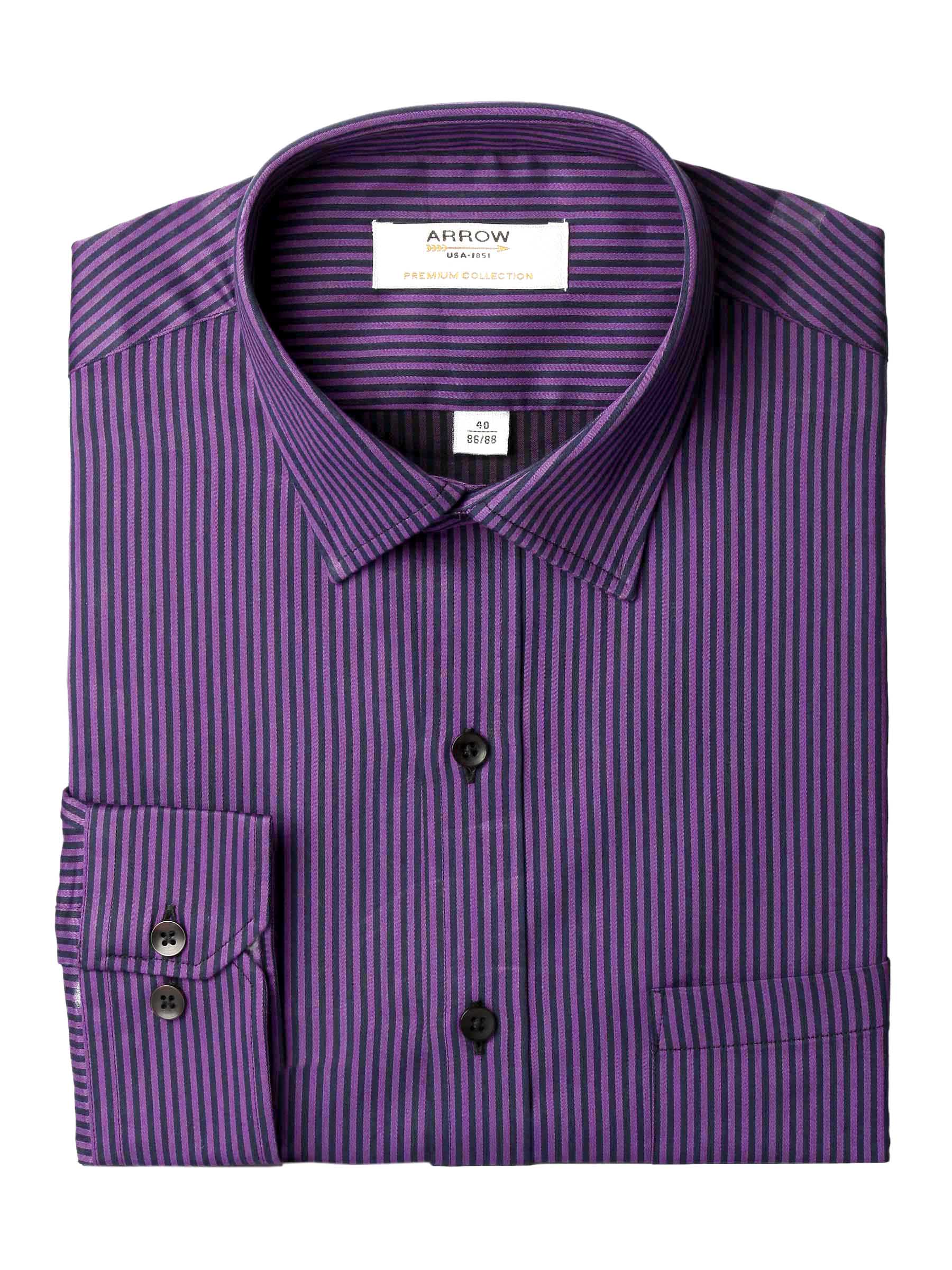 Arrow Men Stripes Purple Slim Fit Shirt