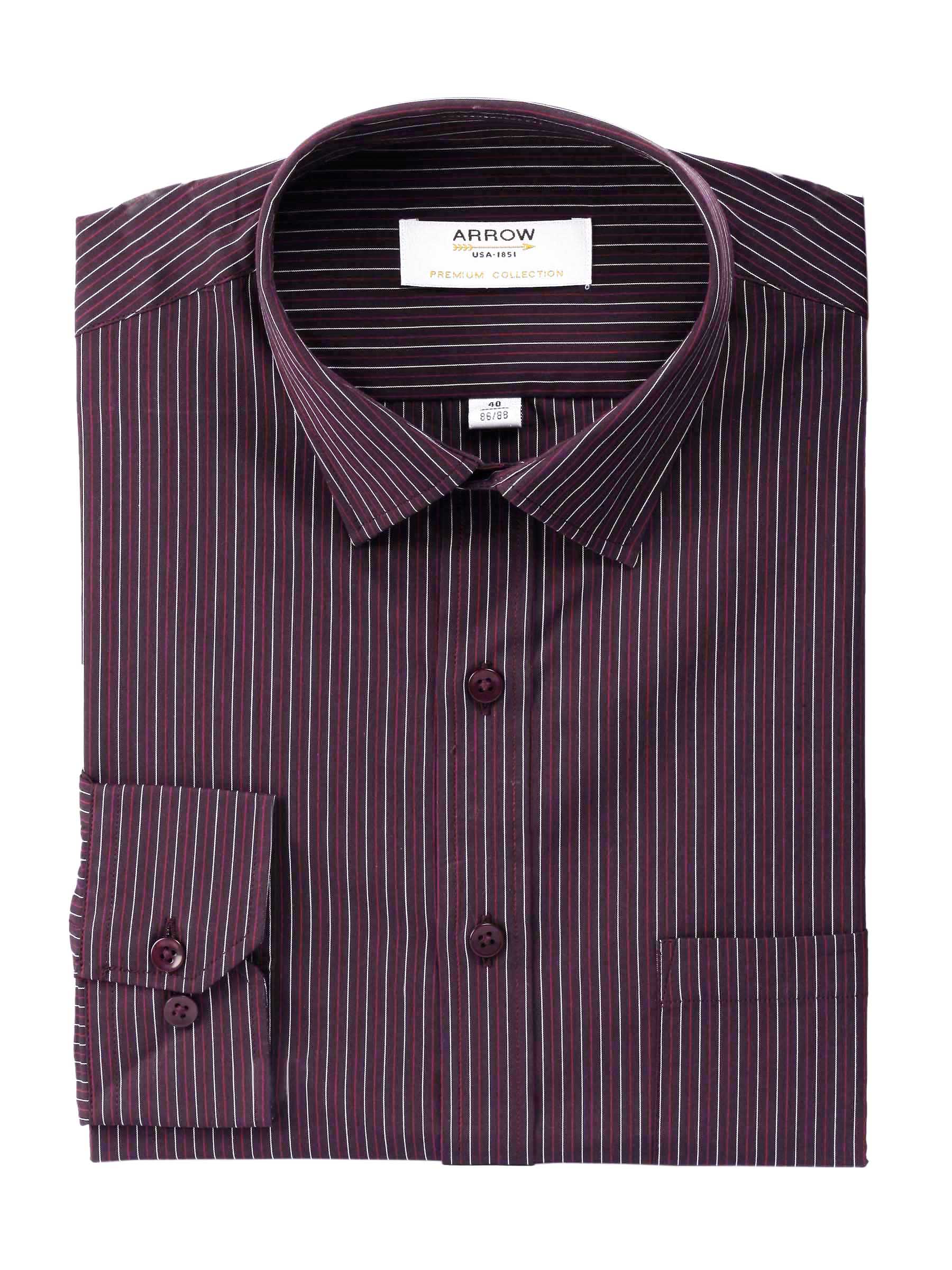 Arrow Men Stripes Maroon Slim Fit Shirt