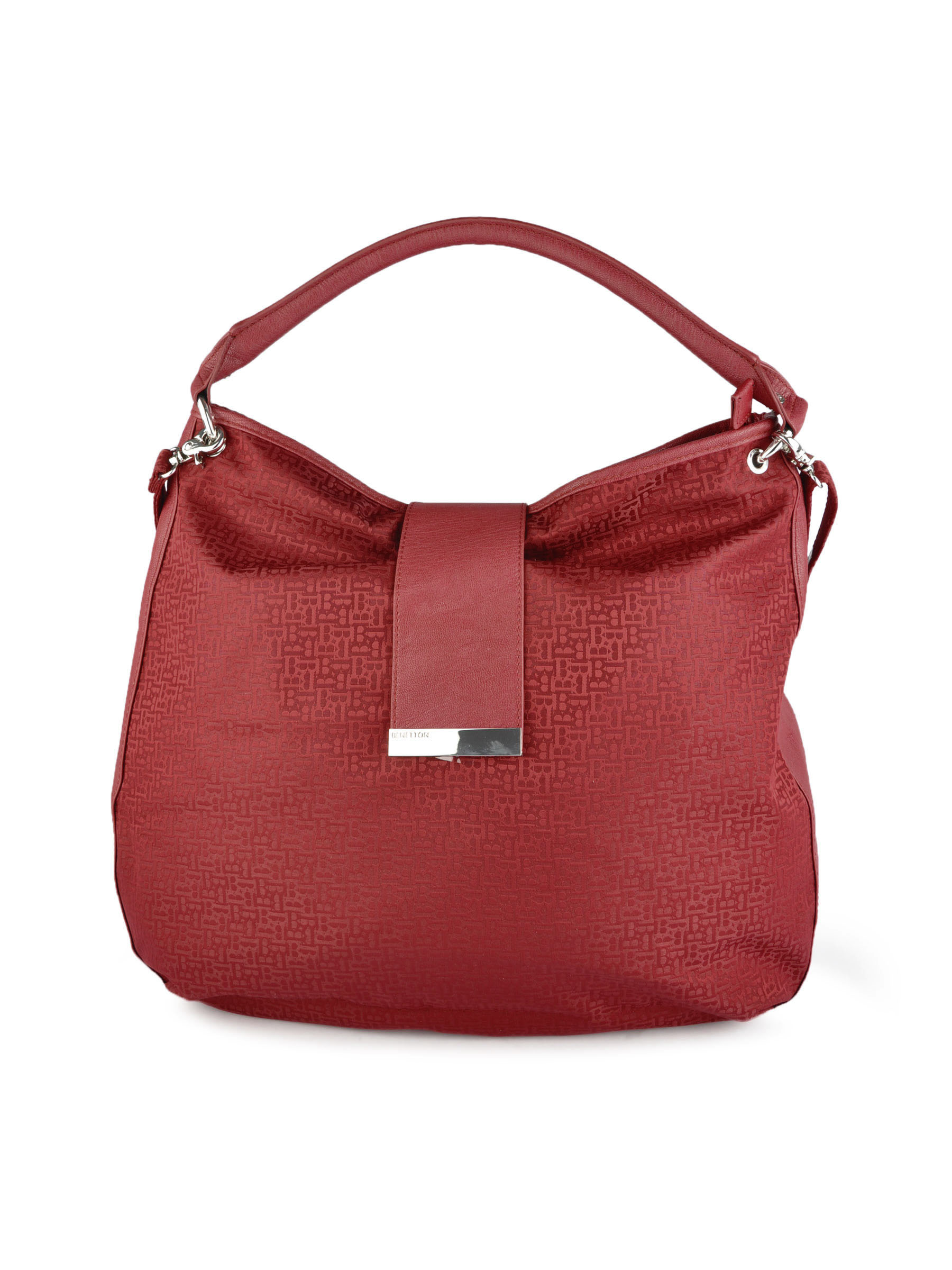 United Colors of Benetton Women Solid Maroon Handbags