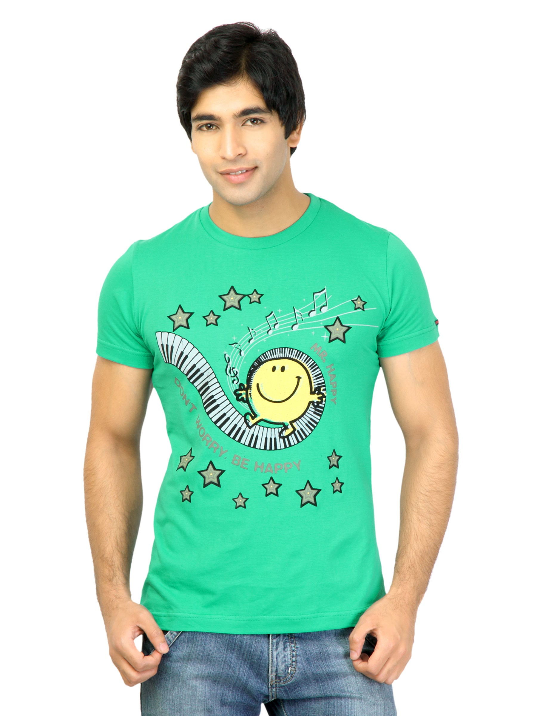 Mr. Men Men Be Happy Green Tshirts