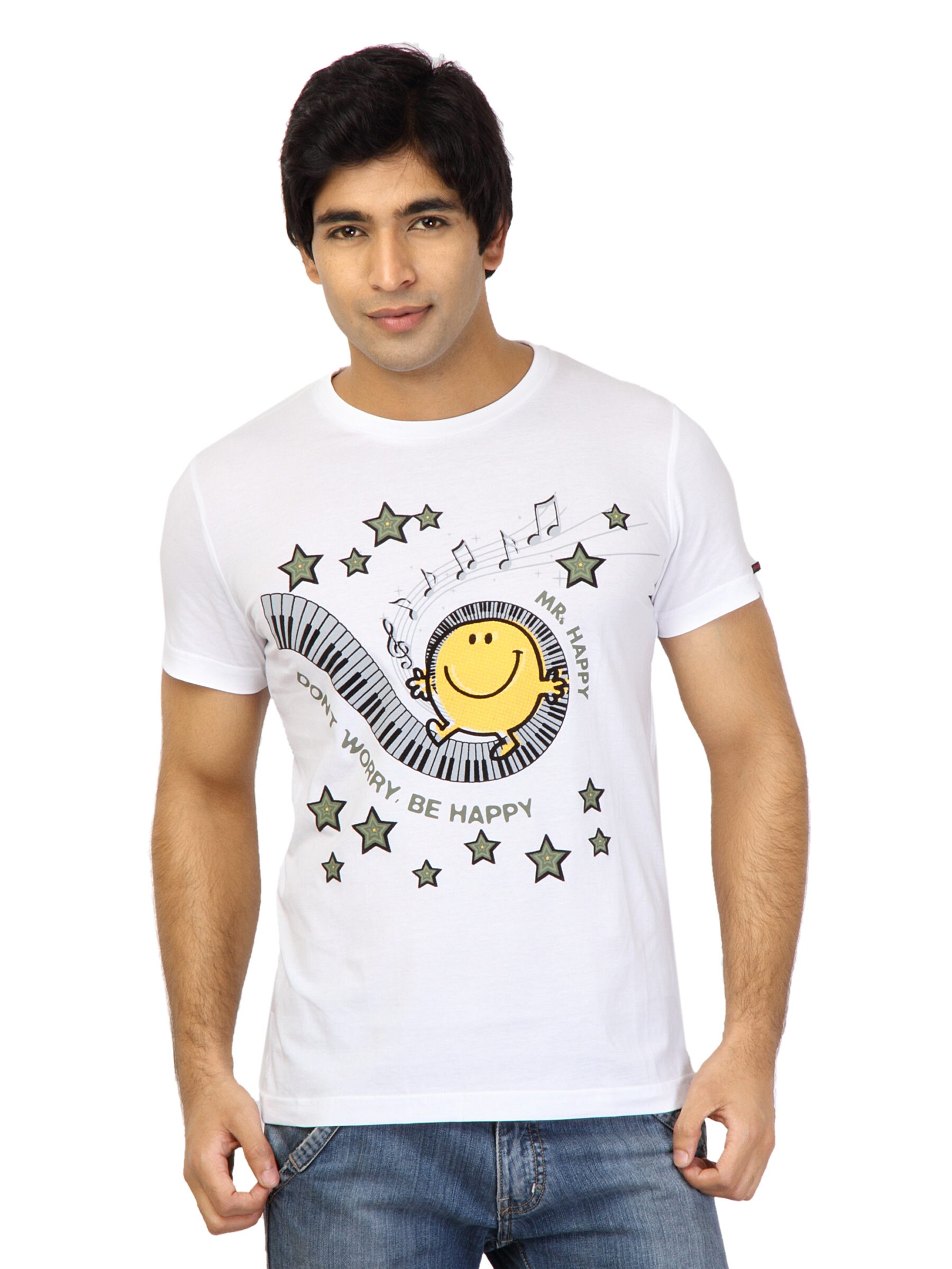 Mr. Men Men Be Happy White Tshirts