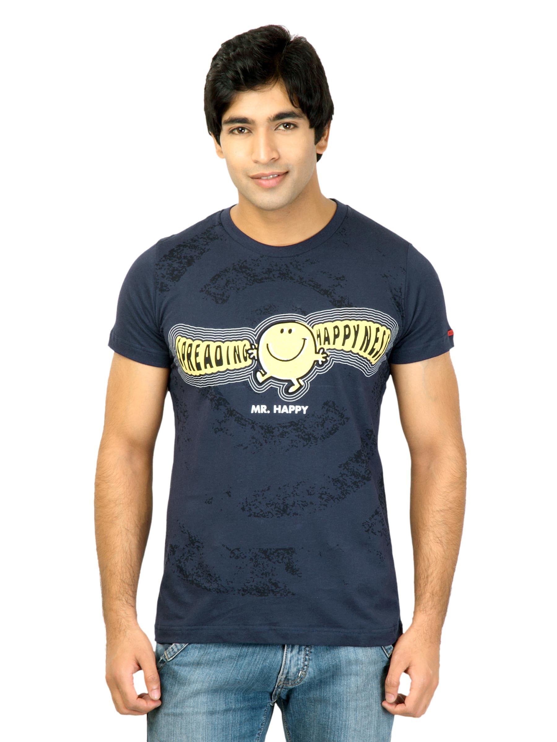 Mr. Men Men Mr.Happy Navy Blue Tshirts