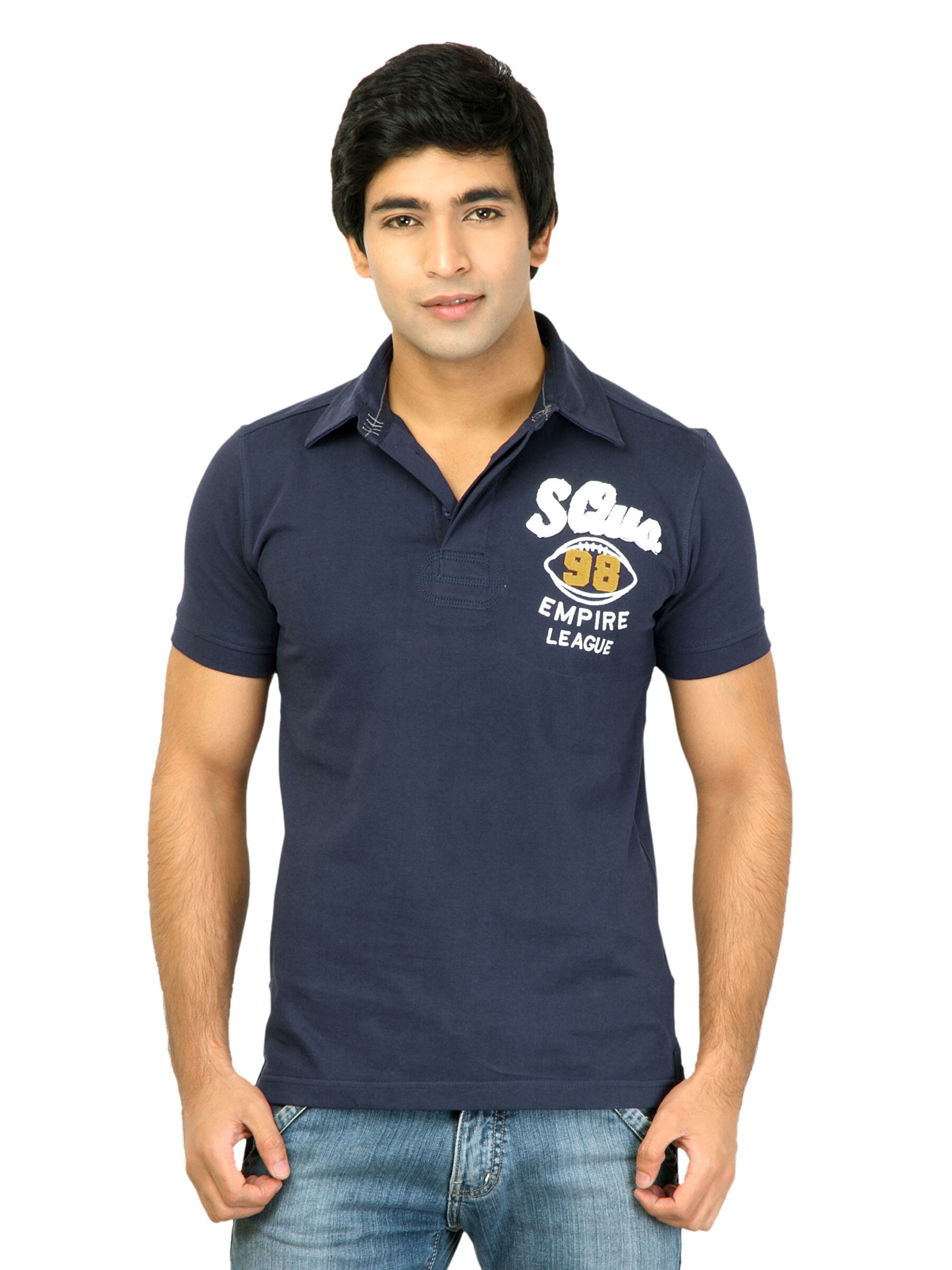 Status Quo Men Solid Navy Blue Tshirts