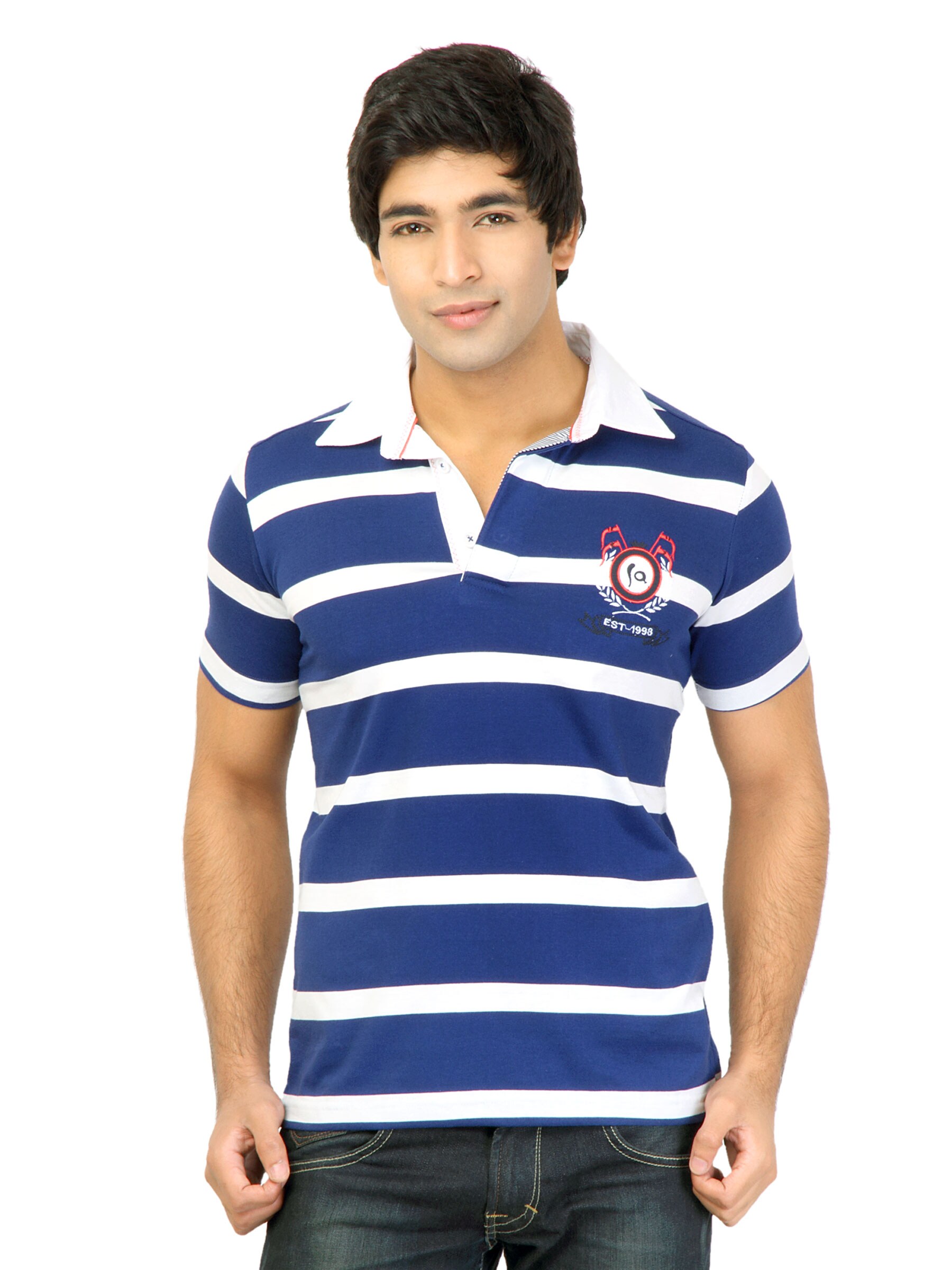 Status Quo Men Stripes Blue Tshirts