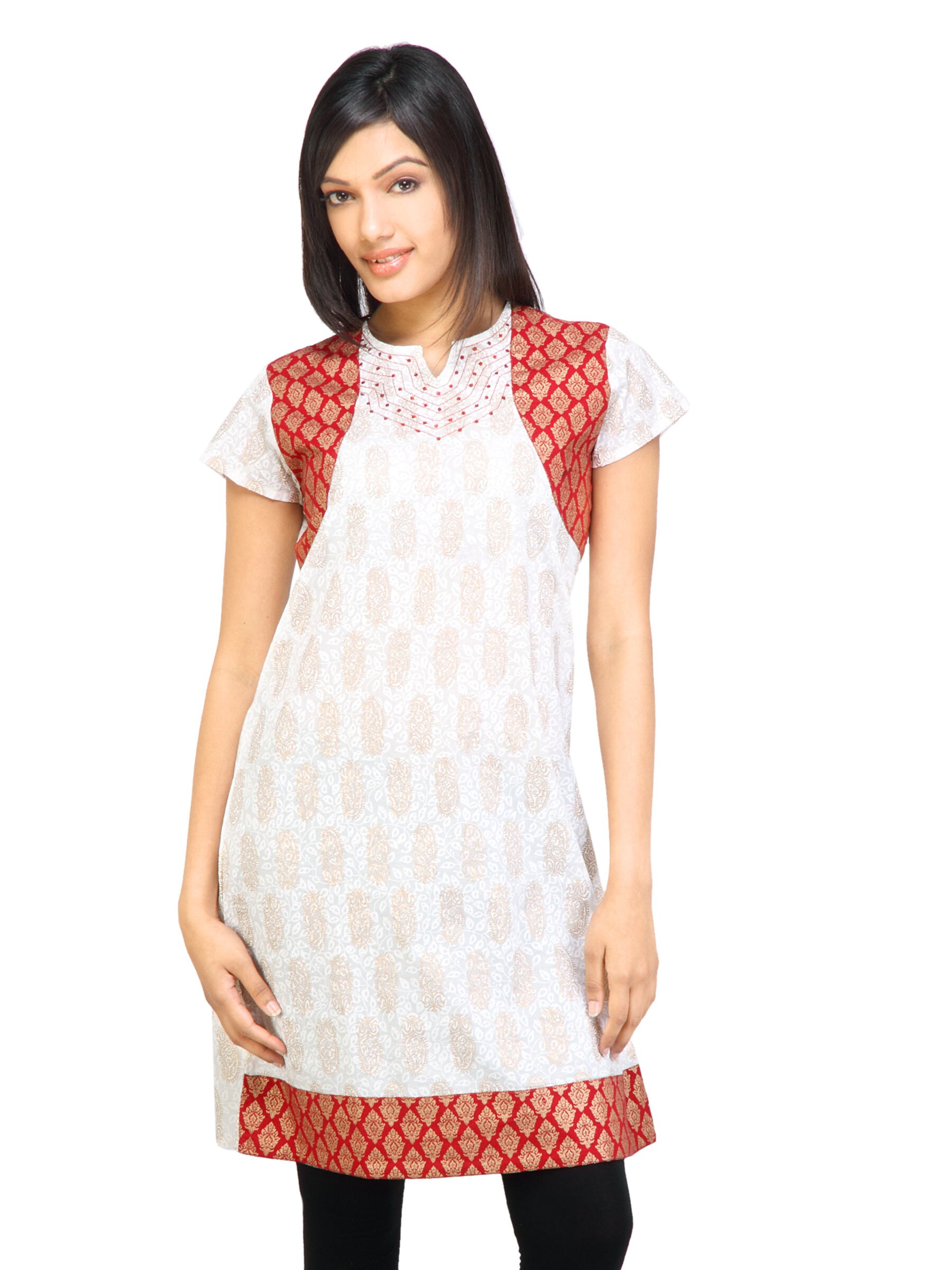 Mother Earth Women Printed White Kurtas