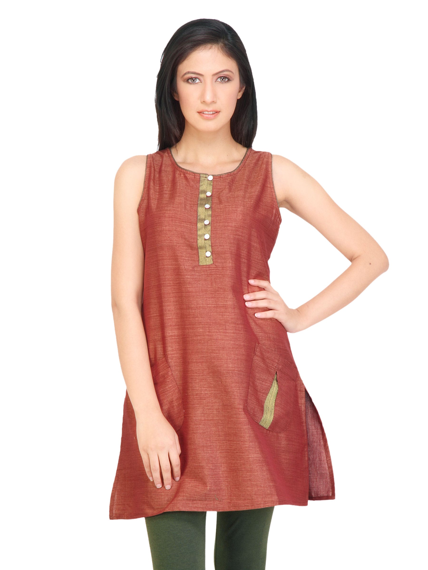 Mother Earth Women Solid Brown Tunics