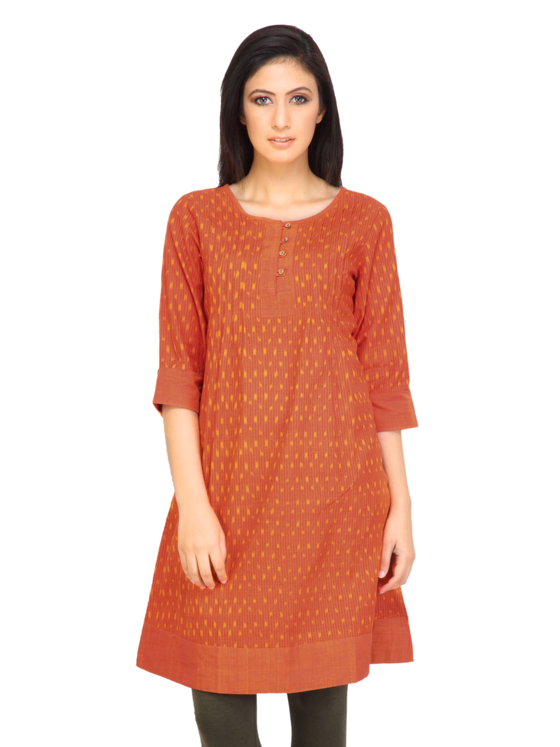 Mother Earth Women Printed Orange Kurtas