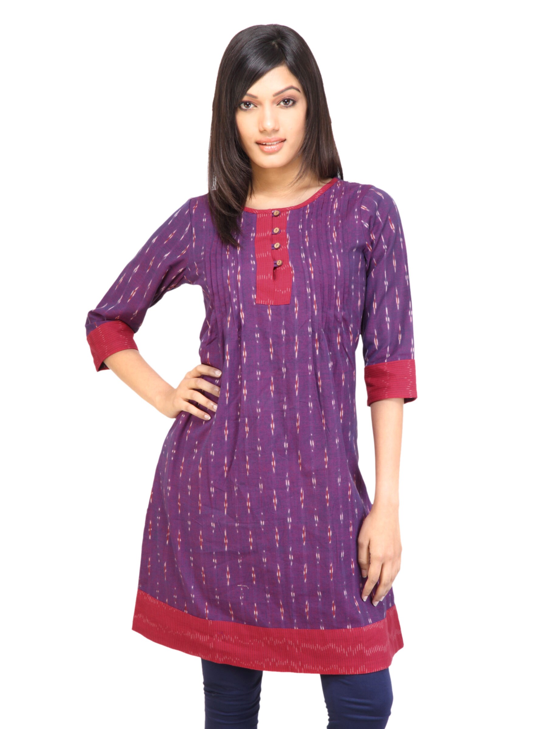 Mother Earth Women Printed Purple Kurtas