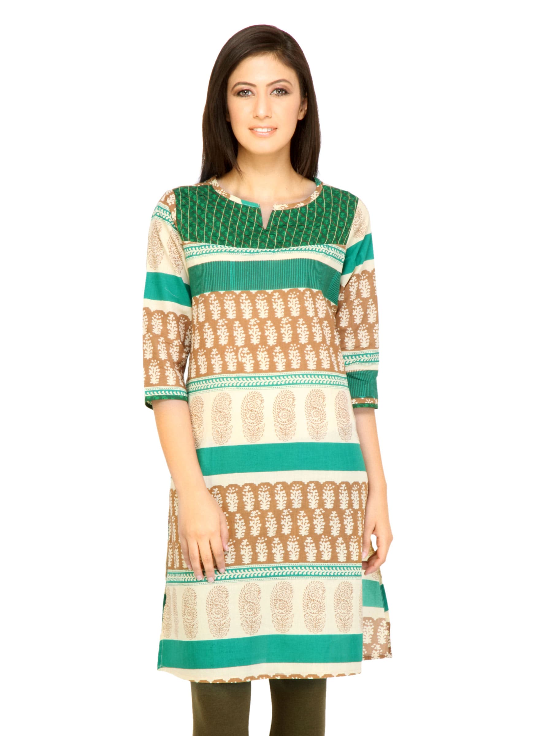 Mother Earth Women Printed Green Kurtas