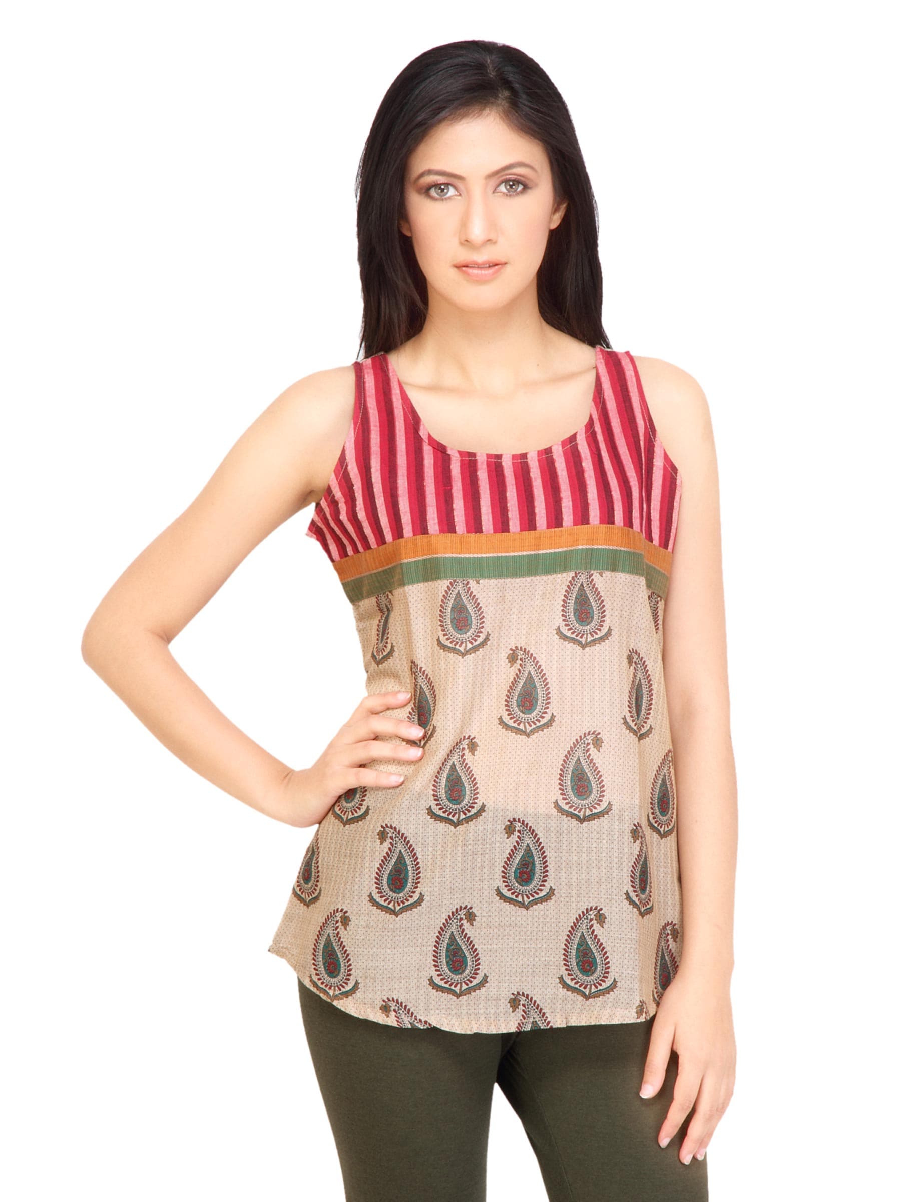 Mother Earth Women Printed Beige Tops