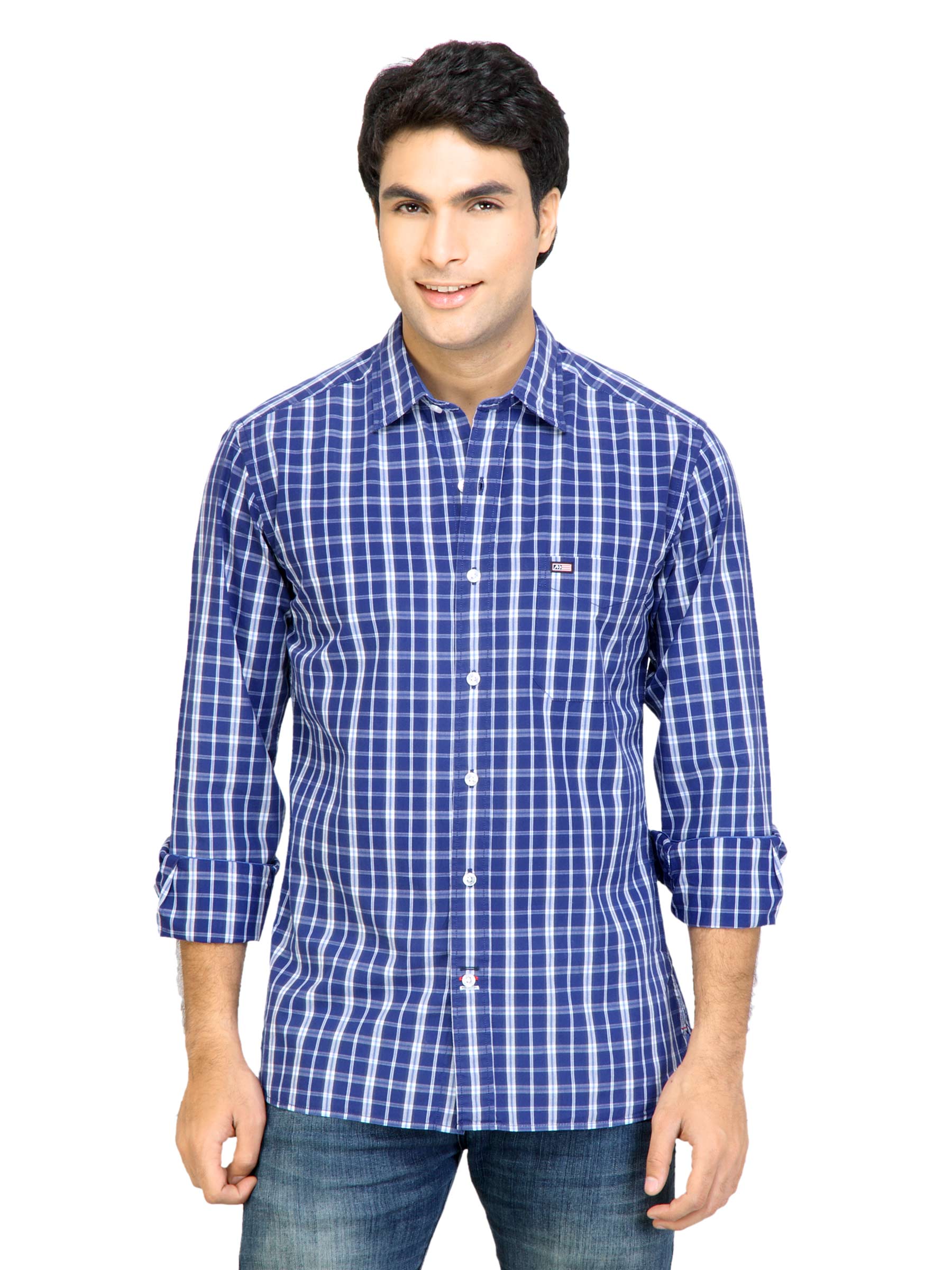 Arrow Sport Men Check Blue Slim Fit Shirt