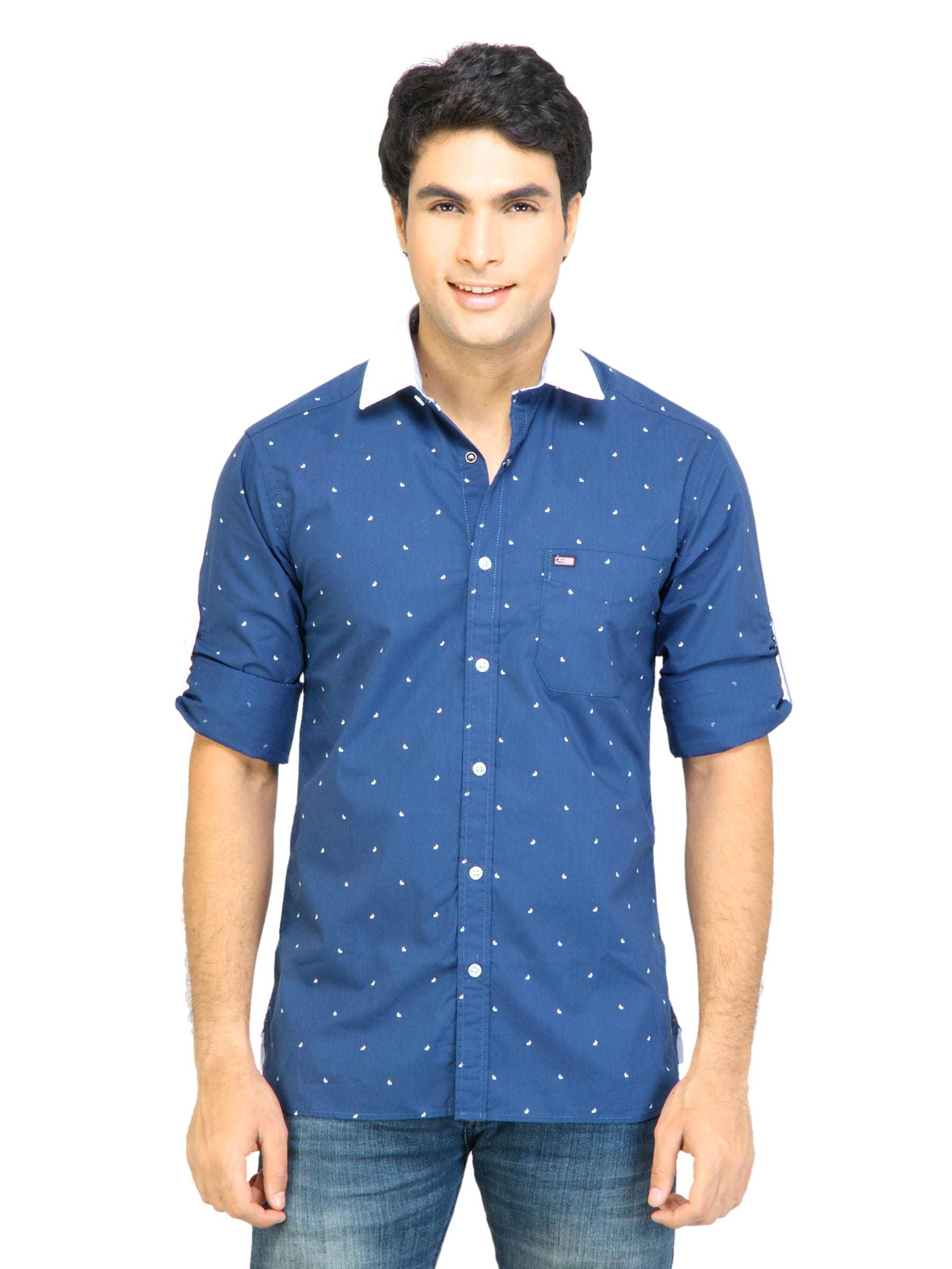 Arrow Sport Men Printed Navy Blue Shirts