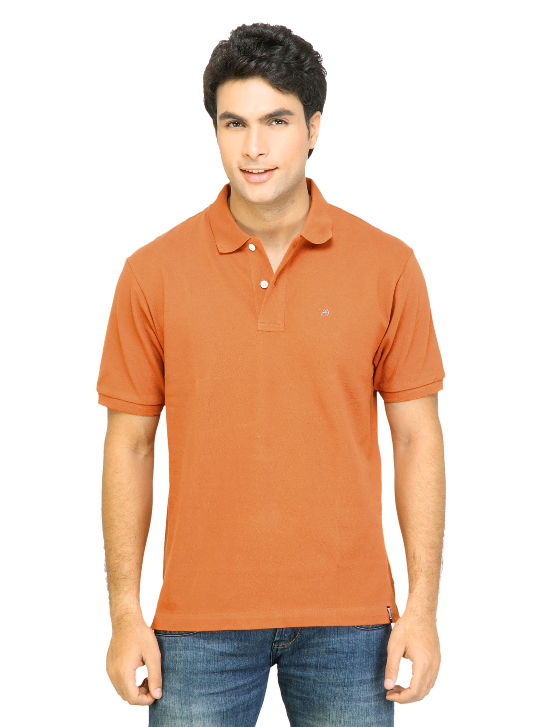 Arrow Sport Men Solid Orange Tshirts