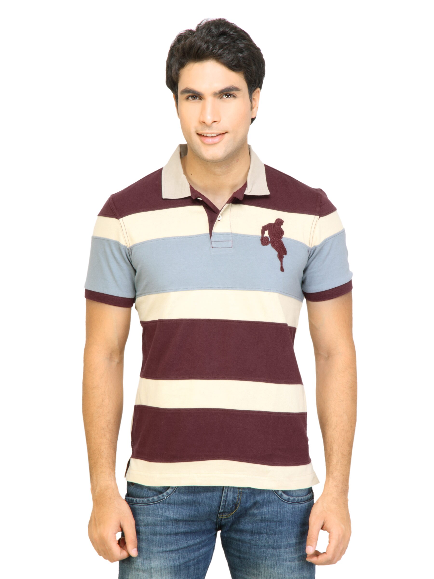 Arrow Sport Men Stripes Maroon Polo Tshirts