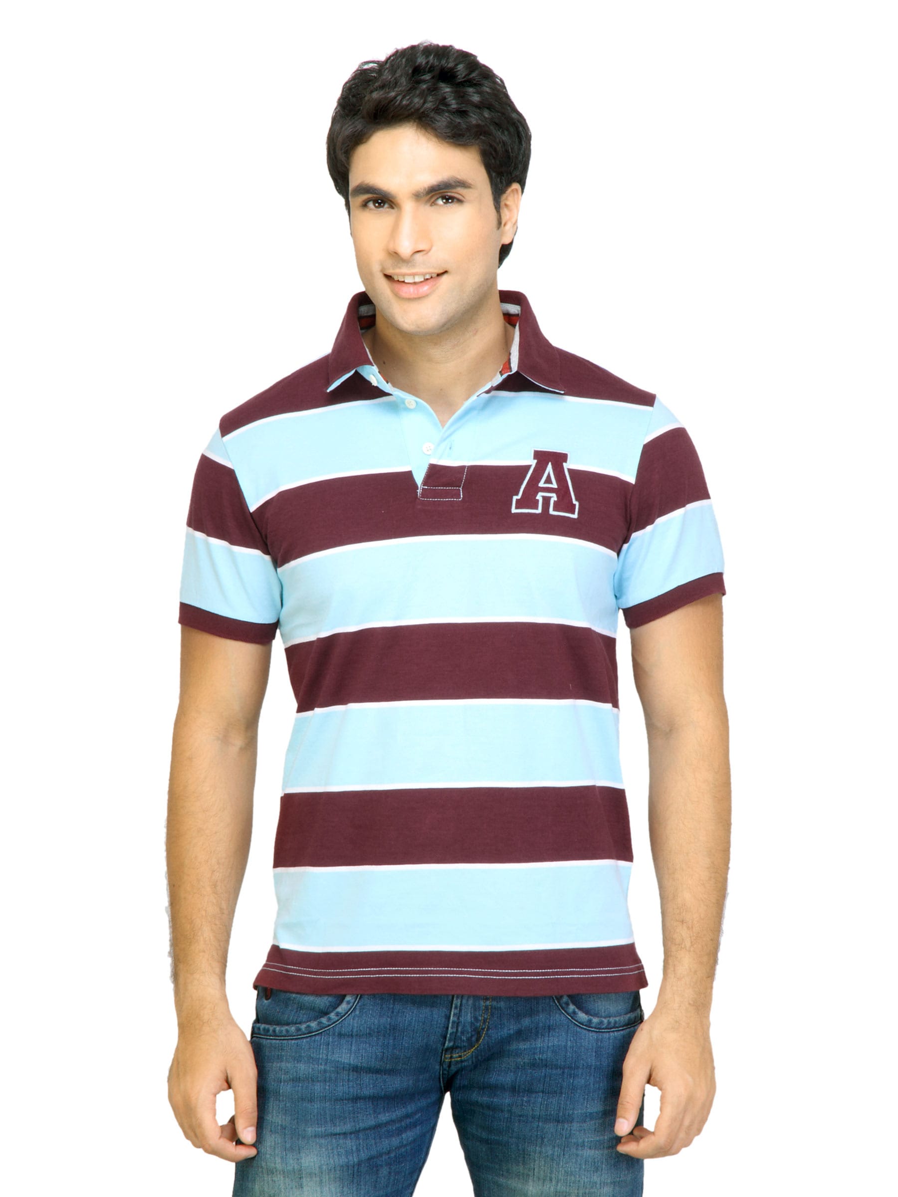 Arrow Sport Men Stripes Maroon Polo Tshirts