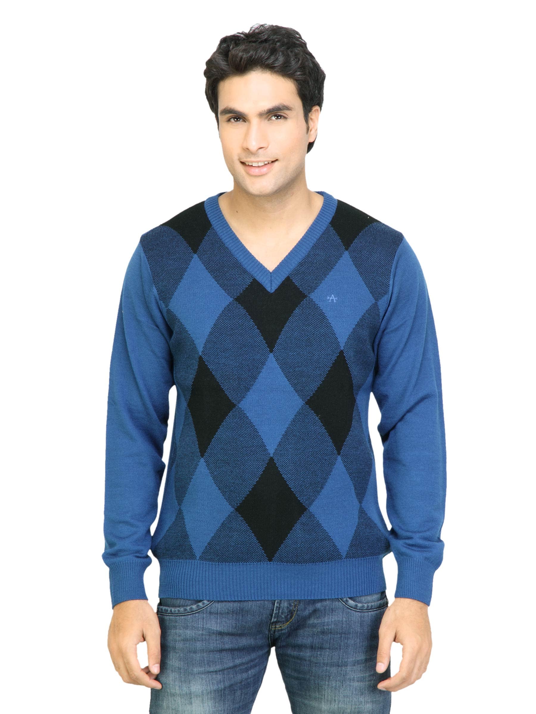 Arrow Sport Men Check Blue Sweaters