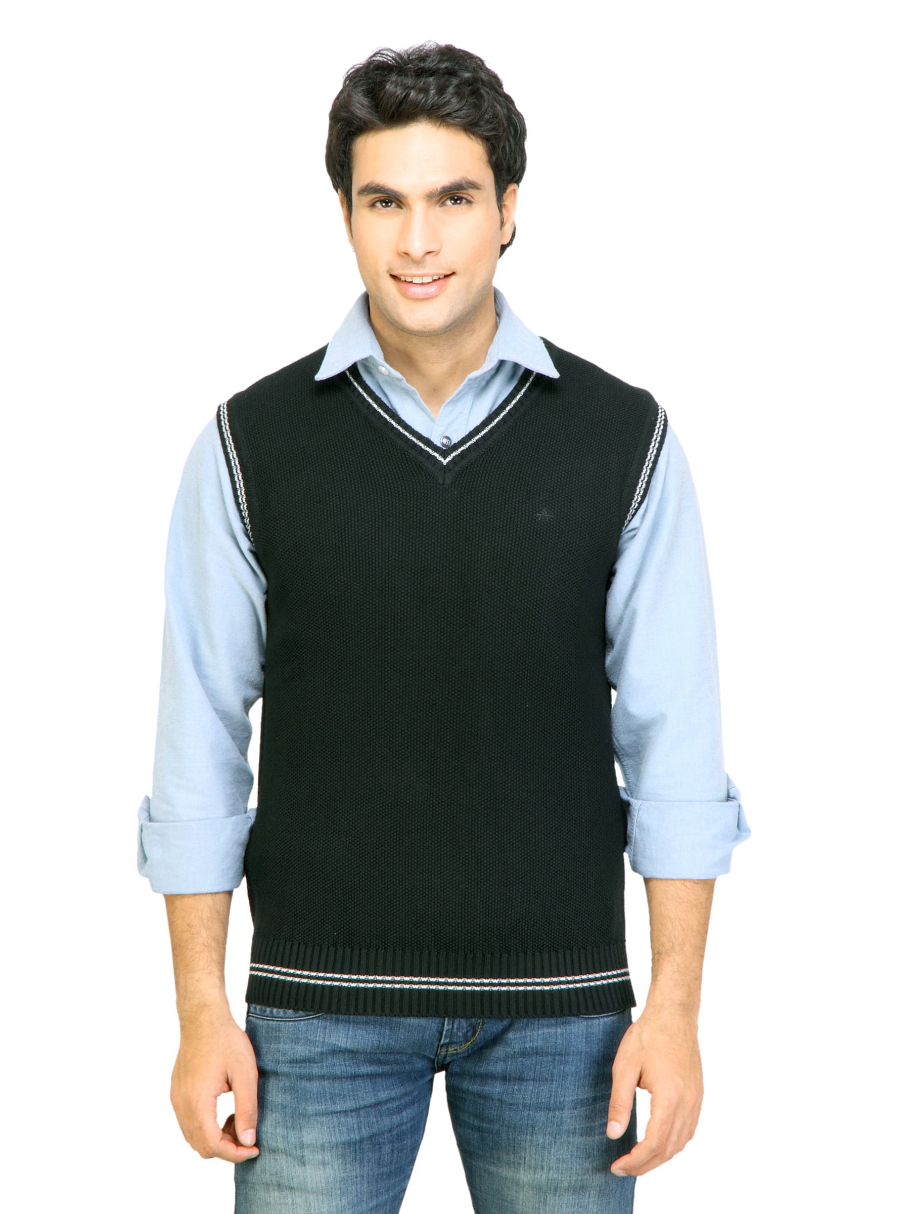 Arrow Sport Men Solid Black Sweaters