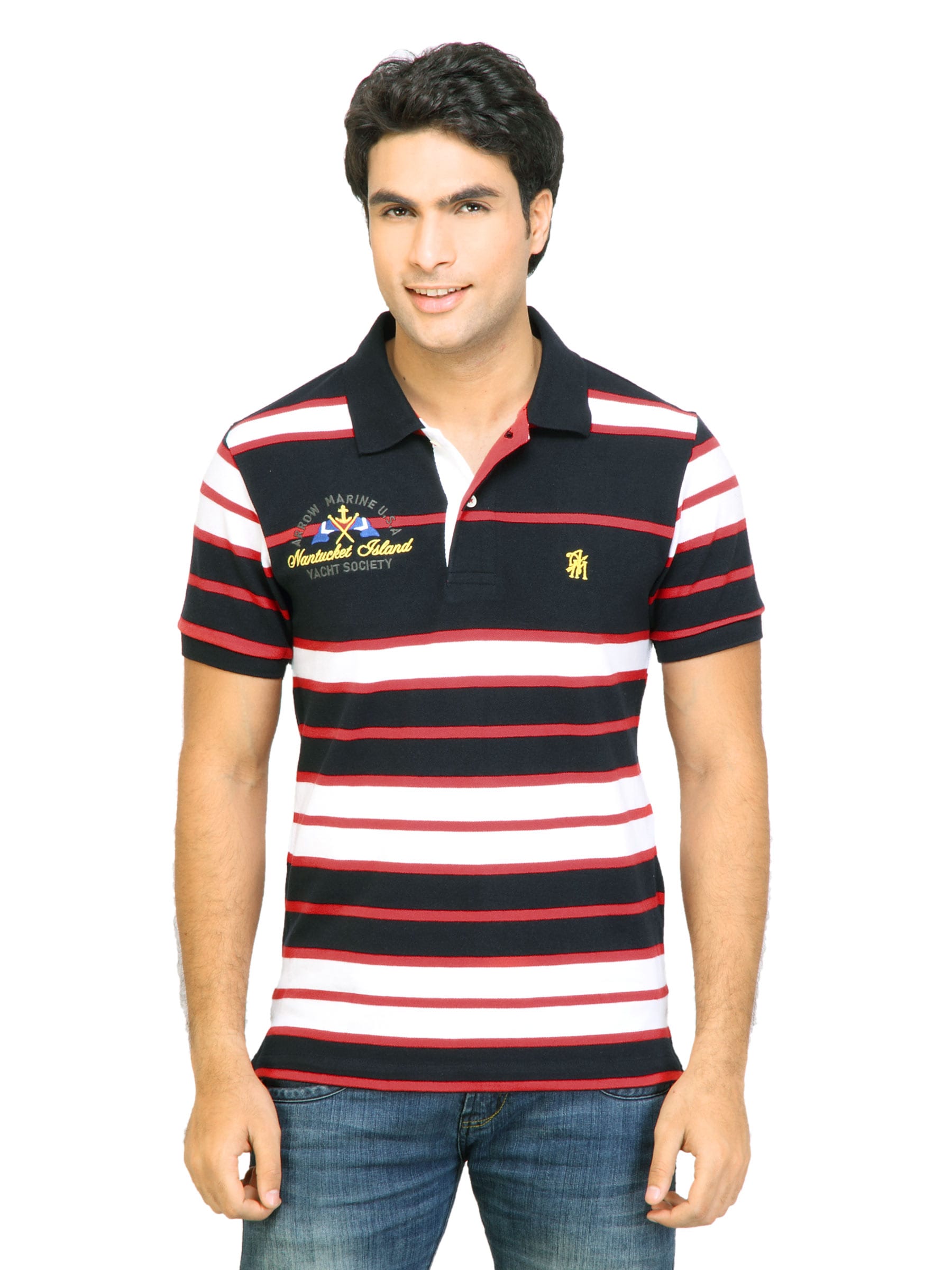 Arrow Sport Men Stripes Navy Blue Polo Tshirts