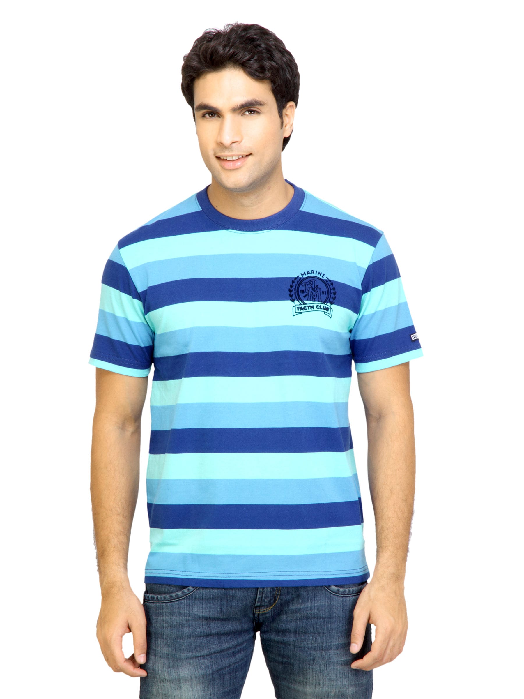 Arrow Sport Men Stripes Blue Tshirts