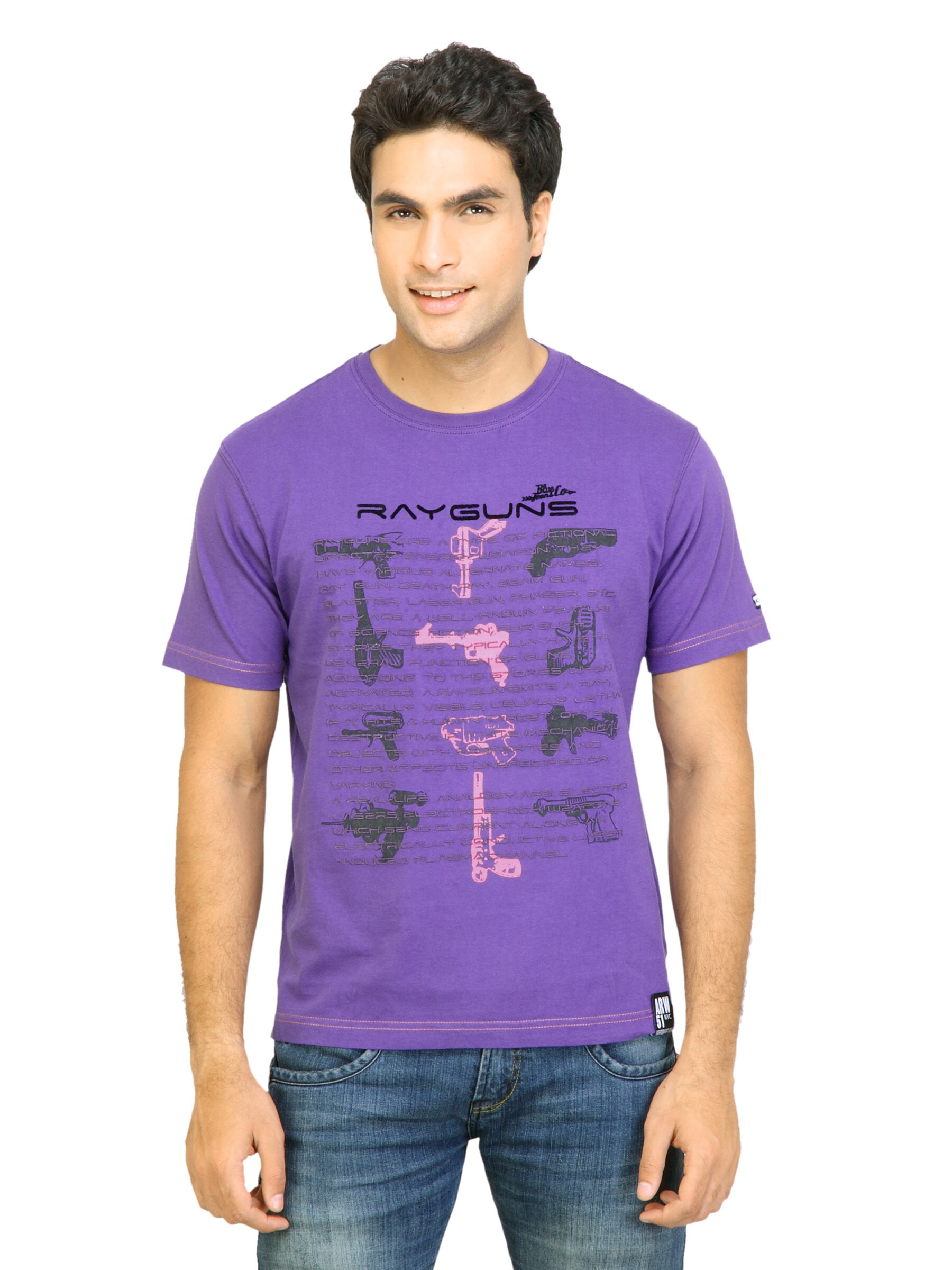 Arrow Sport Men Printed Purple Tshirts