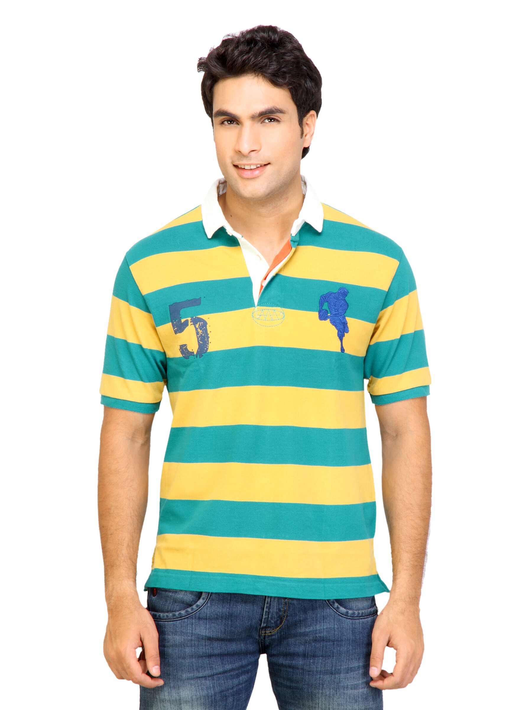 Arrow Sport Men Stripes Yellow Polo Tshirts