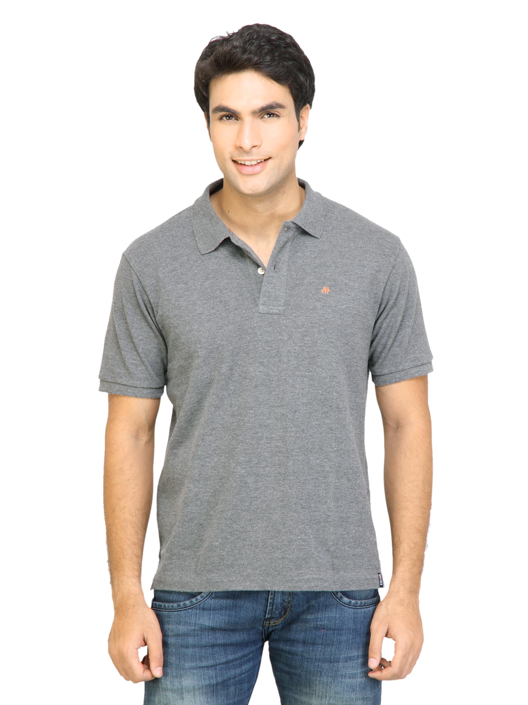 Arrow Sport Men Solid Grey Polo Tshirts