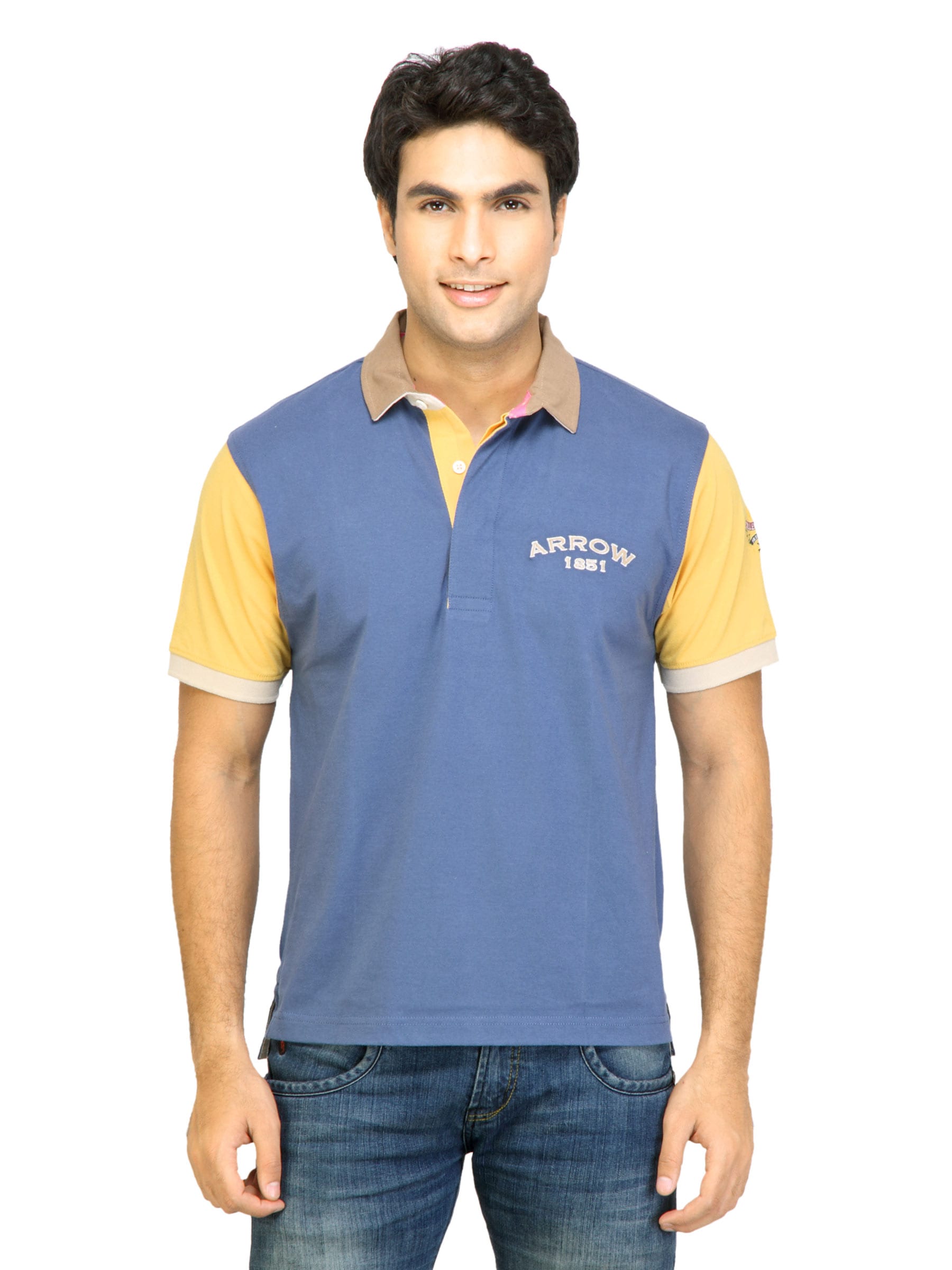 Arrow Sport Men Solid Blue Polo Tshirts