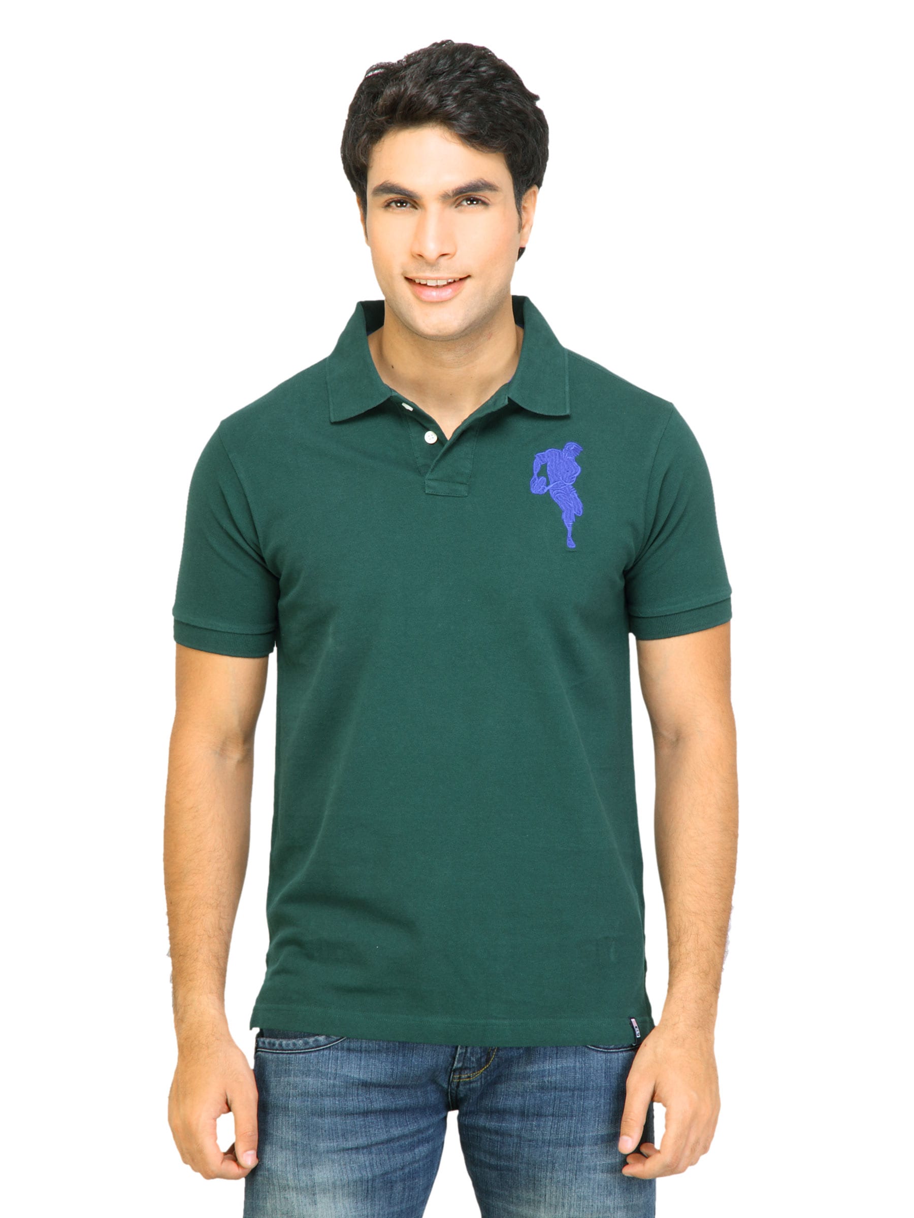 Arrow Sport Men Solid Green Polo Tshirts