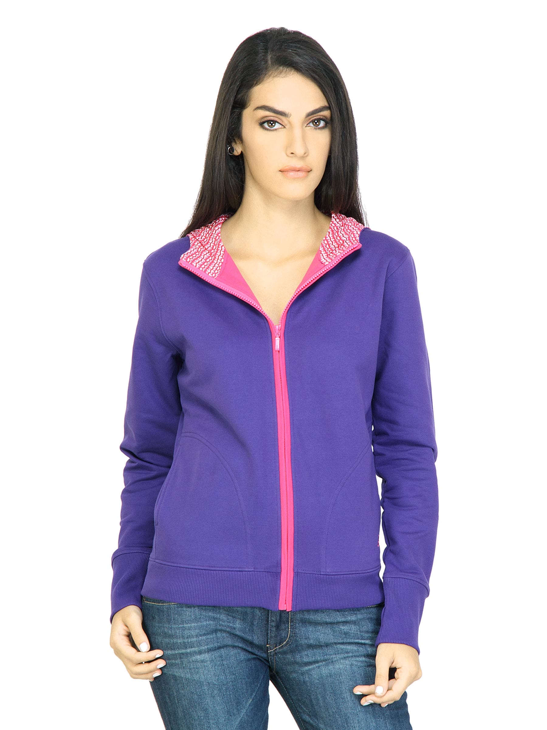 Urban Yoga Women Solid Purple Sweatshirts