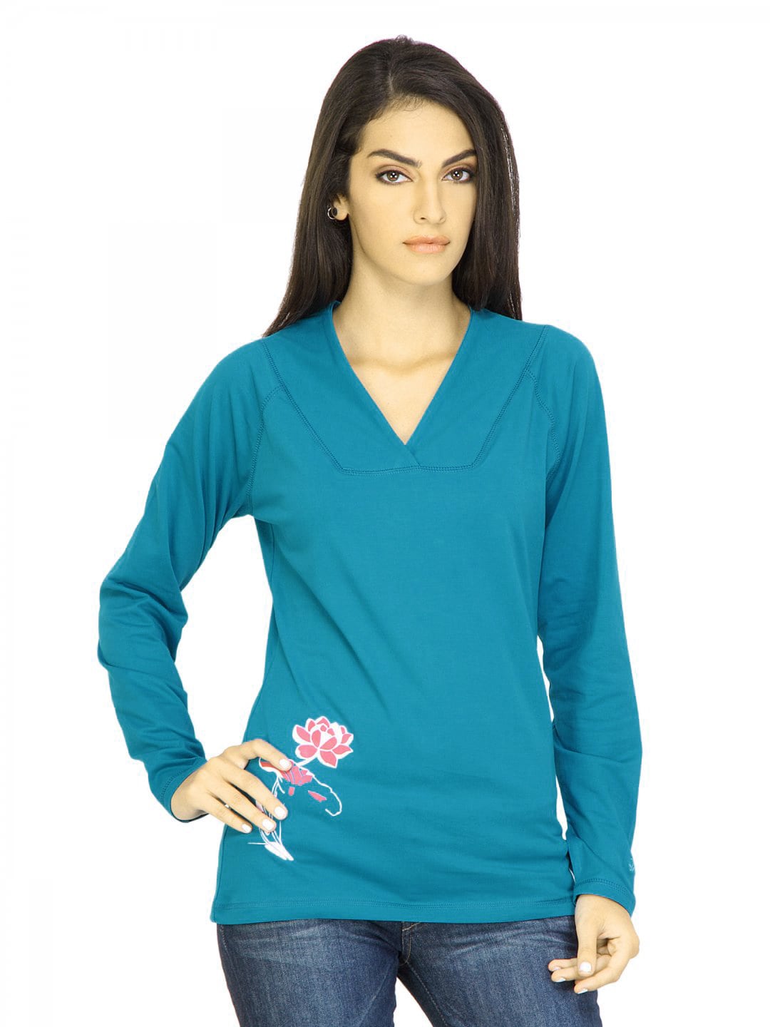 Urban Yoga Women Solid Turquoise Blue Tops