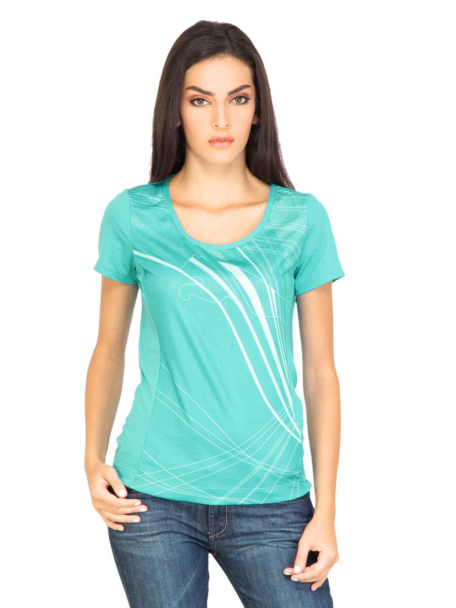 Puma Women TP Graphic Green Tshirts