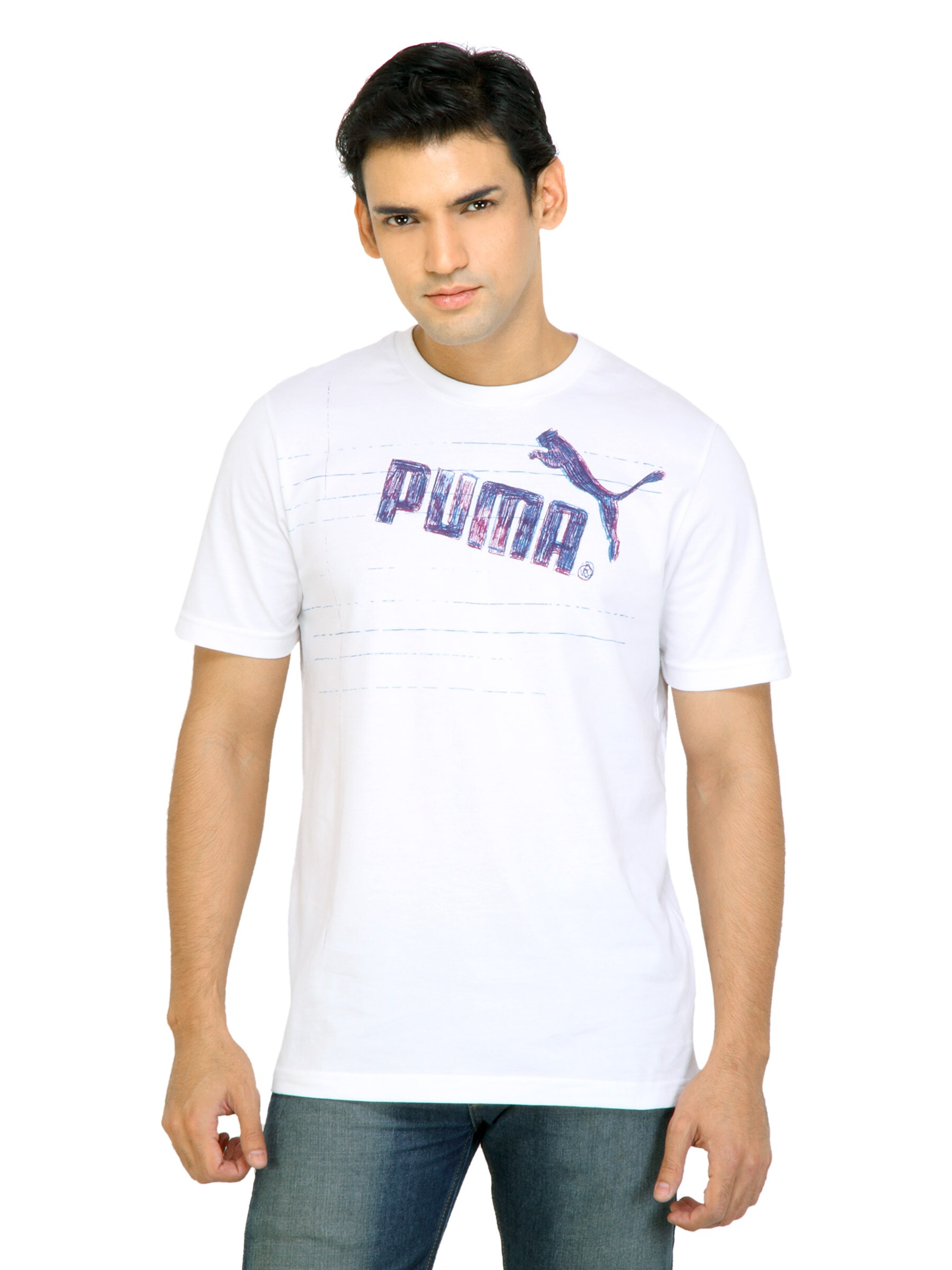 Puma Men Scribble White Tshirts